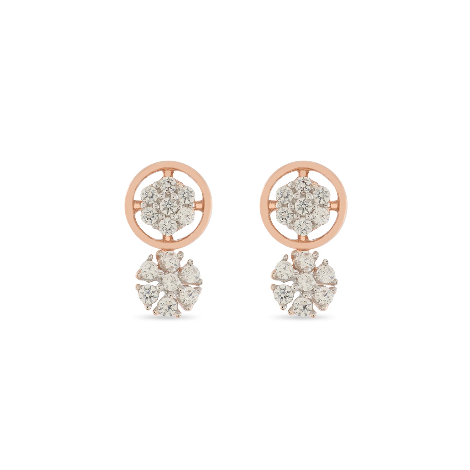 Classic Floral Drop Stud Earrings with Refined Sparkling Harmony