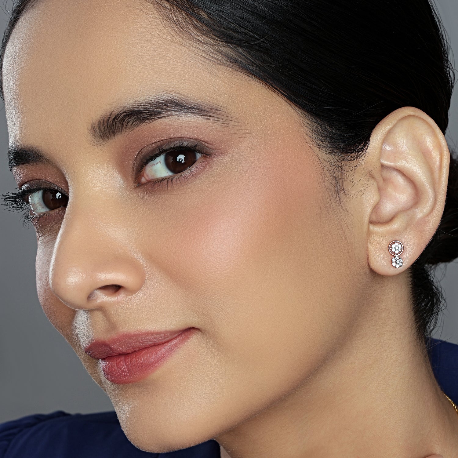 Classic Floral Drop Stud Earrings with Refined Sparkling Harmony