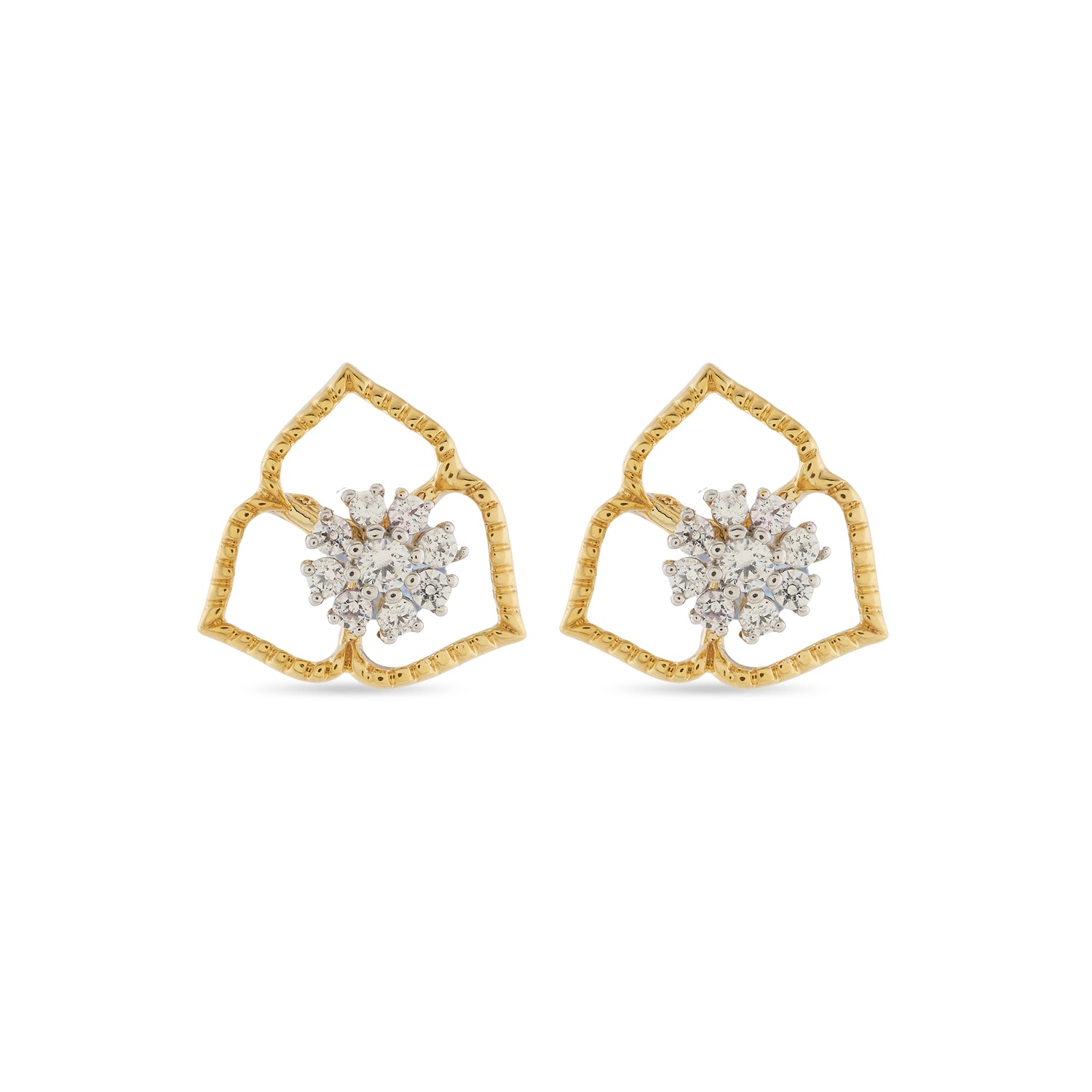 Petal Whisper Stud Earrings with Floral Outline Elegance