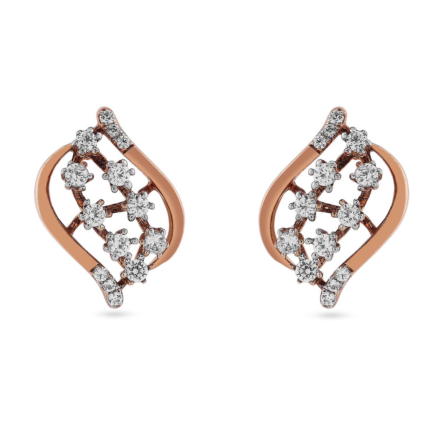 Exquisite Romantic Swirl Filigree Stud Earrings With Shimmering Radiant Clusters