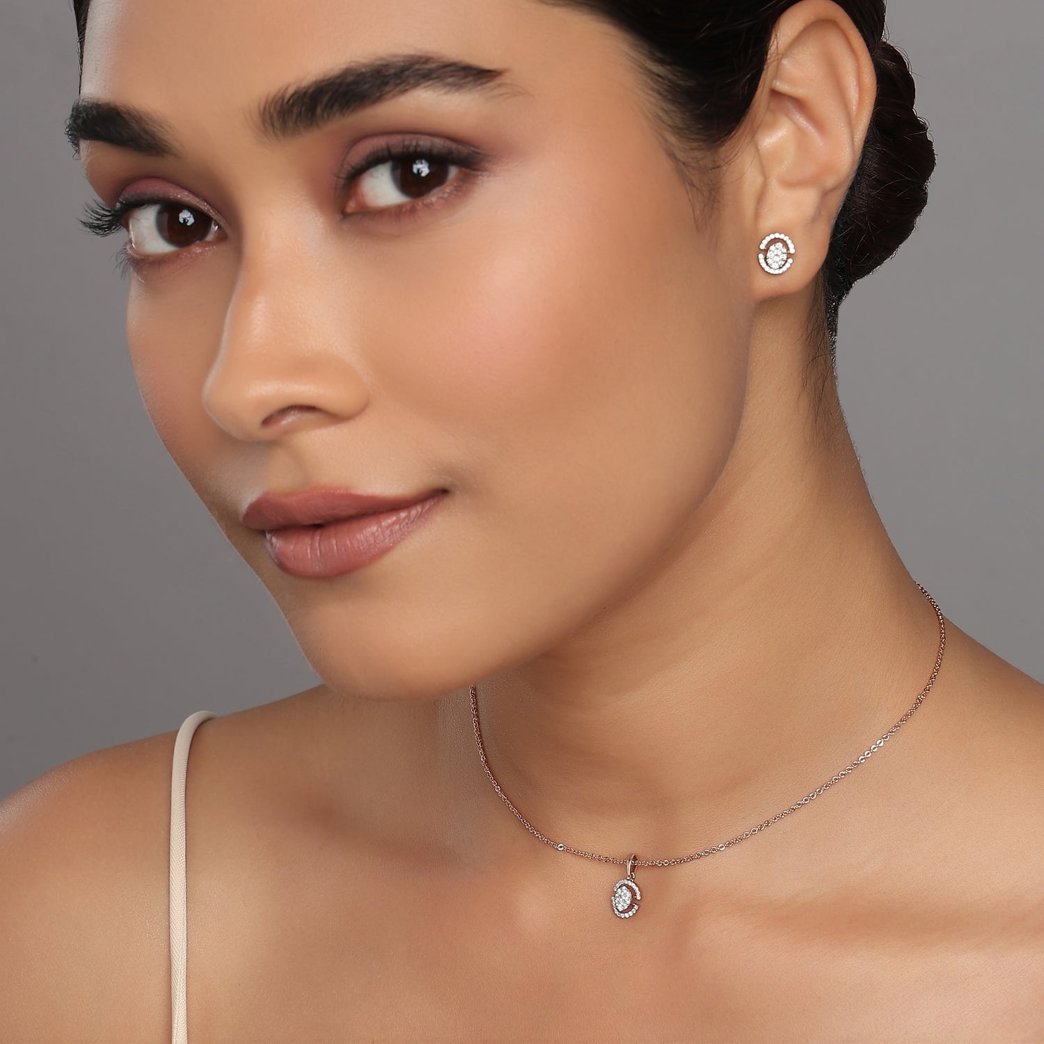 Elegant Radiance Cluster Pendant and Matching Stud Earring Jewelry Set