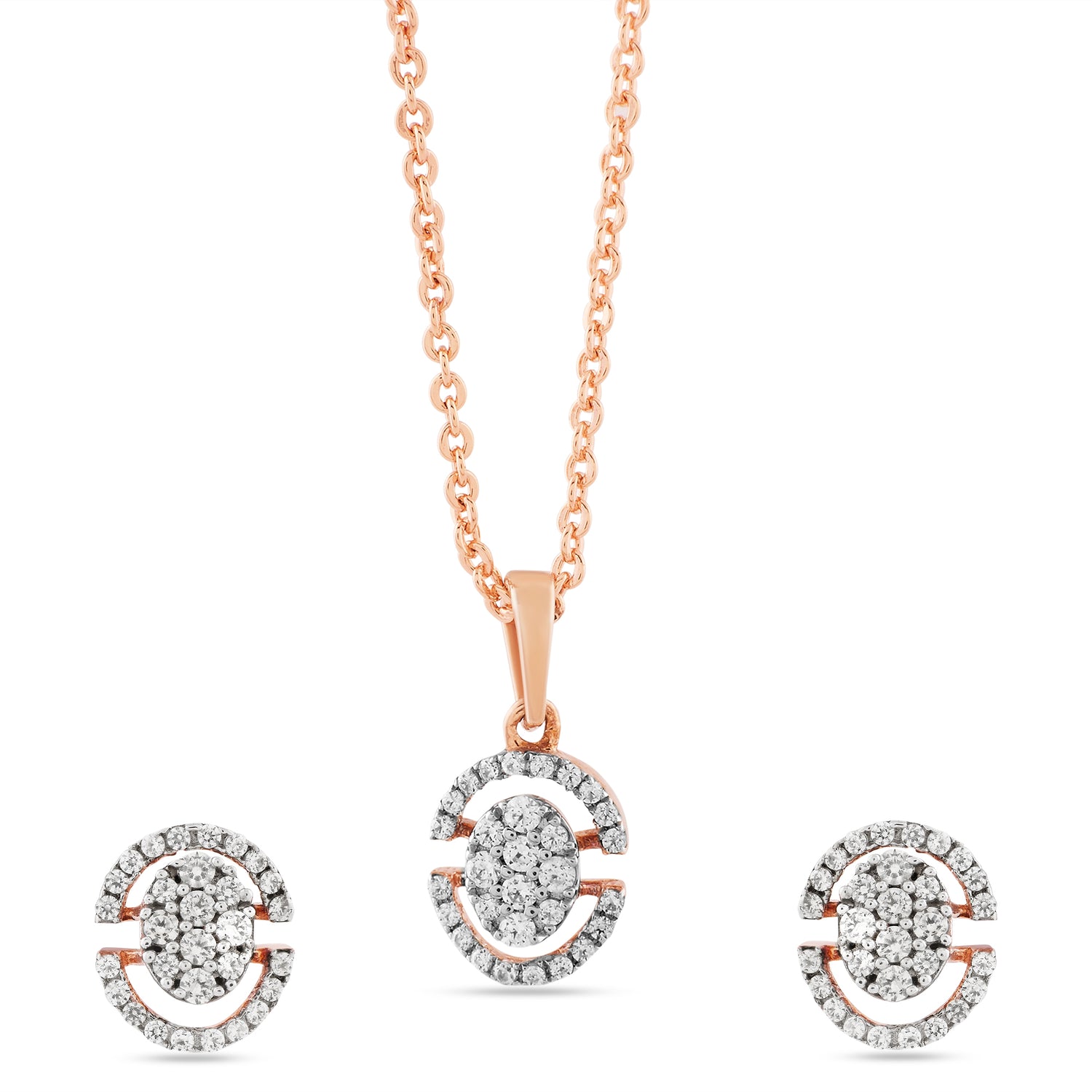 Elegant Radiance Cluster Pendant and Matching Stud Earring Jewelry Set
