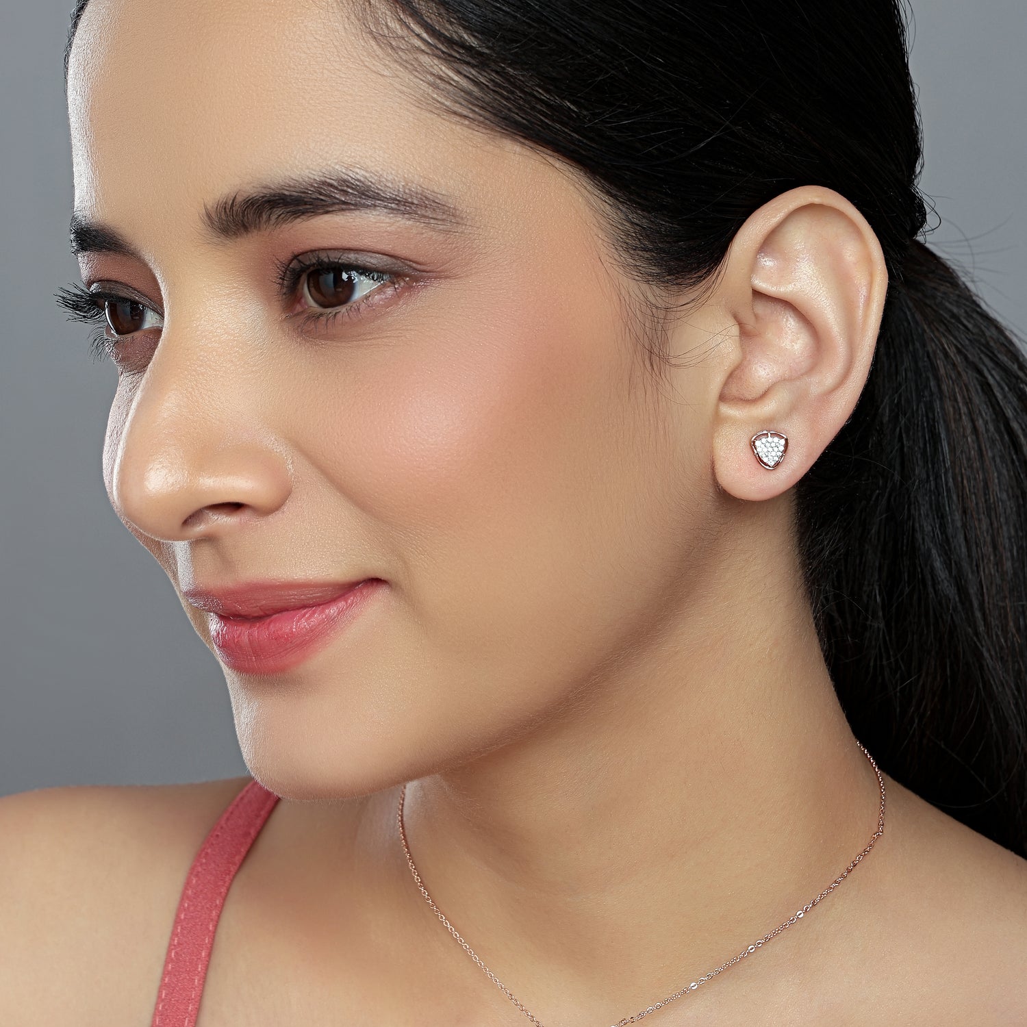Softly Radiant Shield Stud Earrings with Modern Graceful Allure