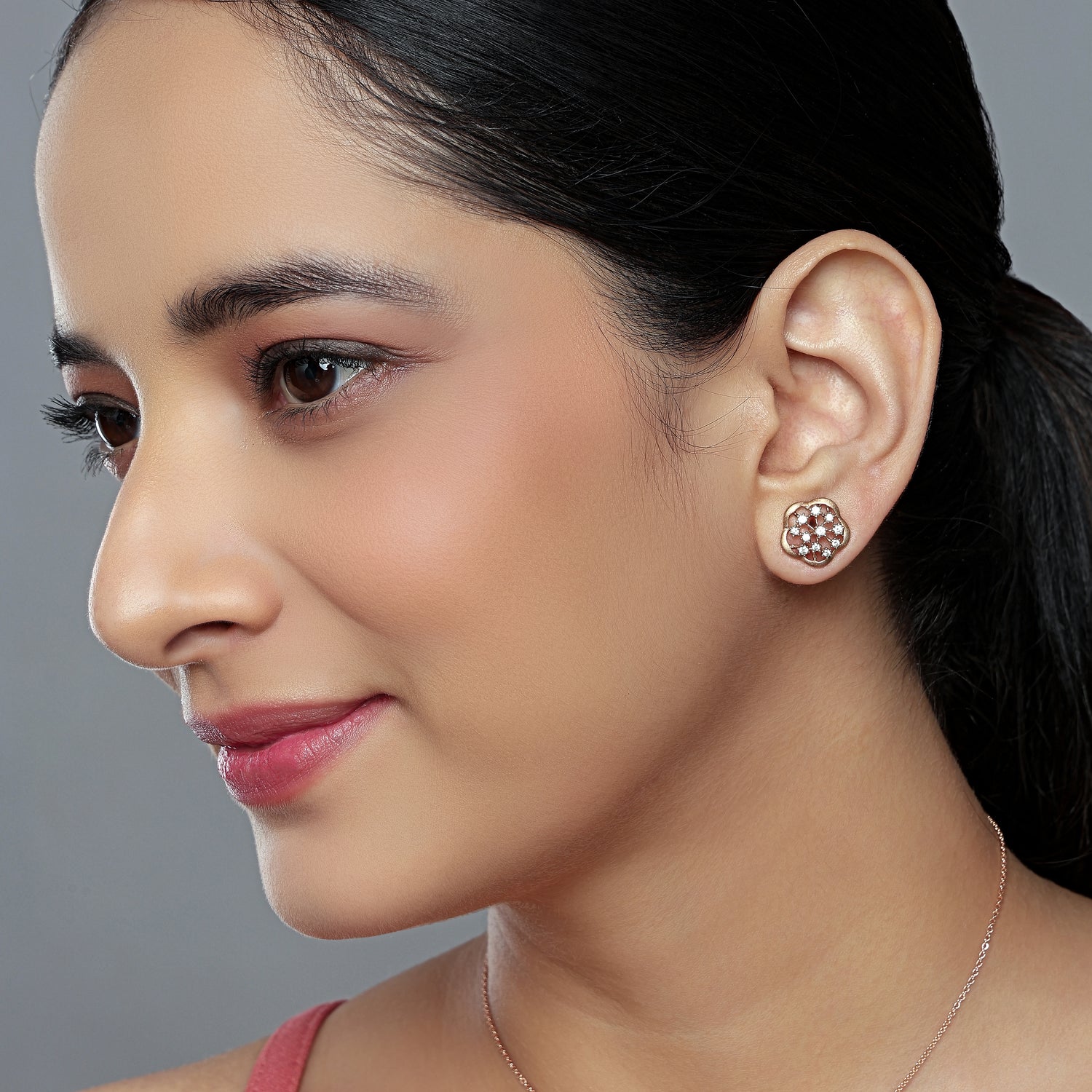 Petaled Lace Whispers Floral Stud Earrings of Grace