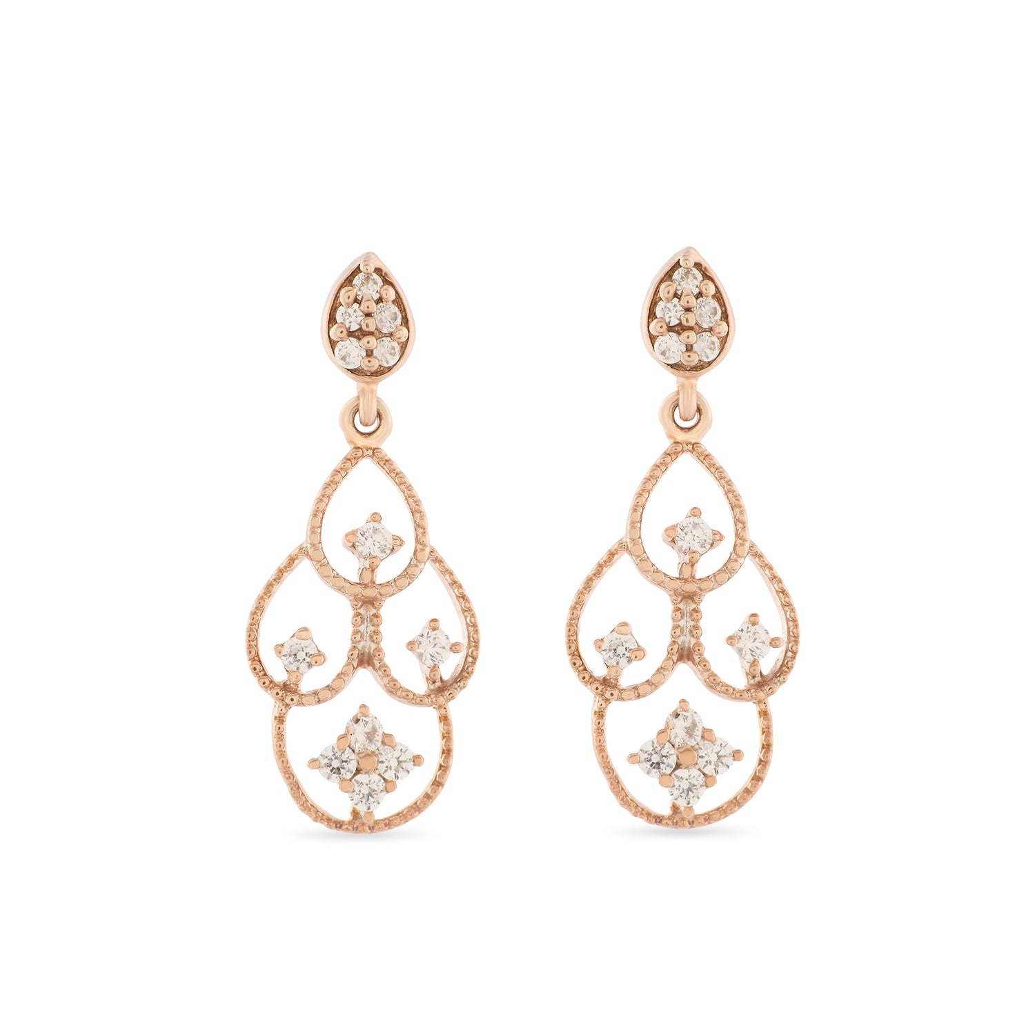 Luminous Filigree Drop Earrings with Teardrop Elegance for Evenings