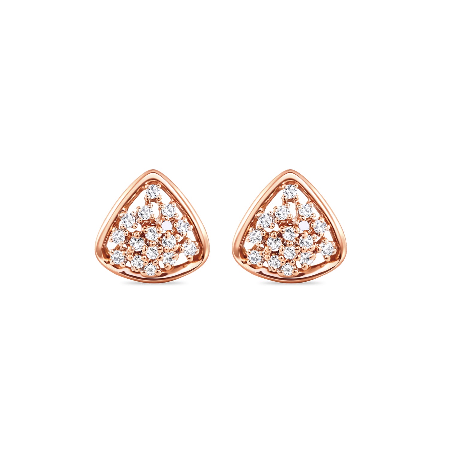Petite Triangular Stud Earrings with Modern Sparkle Accent