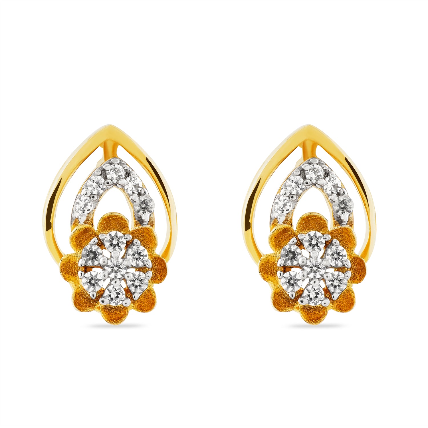 Elegant Floral Teardrop Stud Earrings With Radiant Petite Stone Clusters