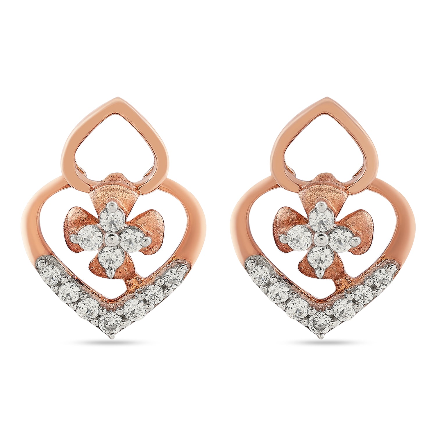 Radiant Heart Floral Stud Earrings For A Touch Of Romance