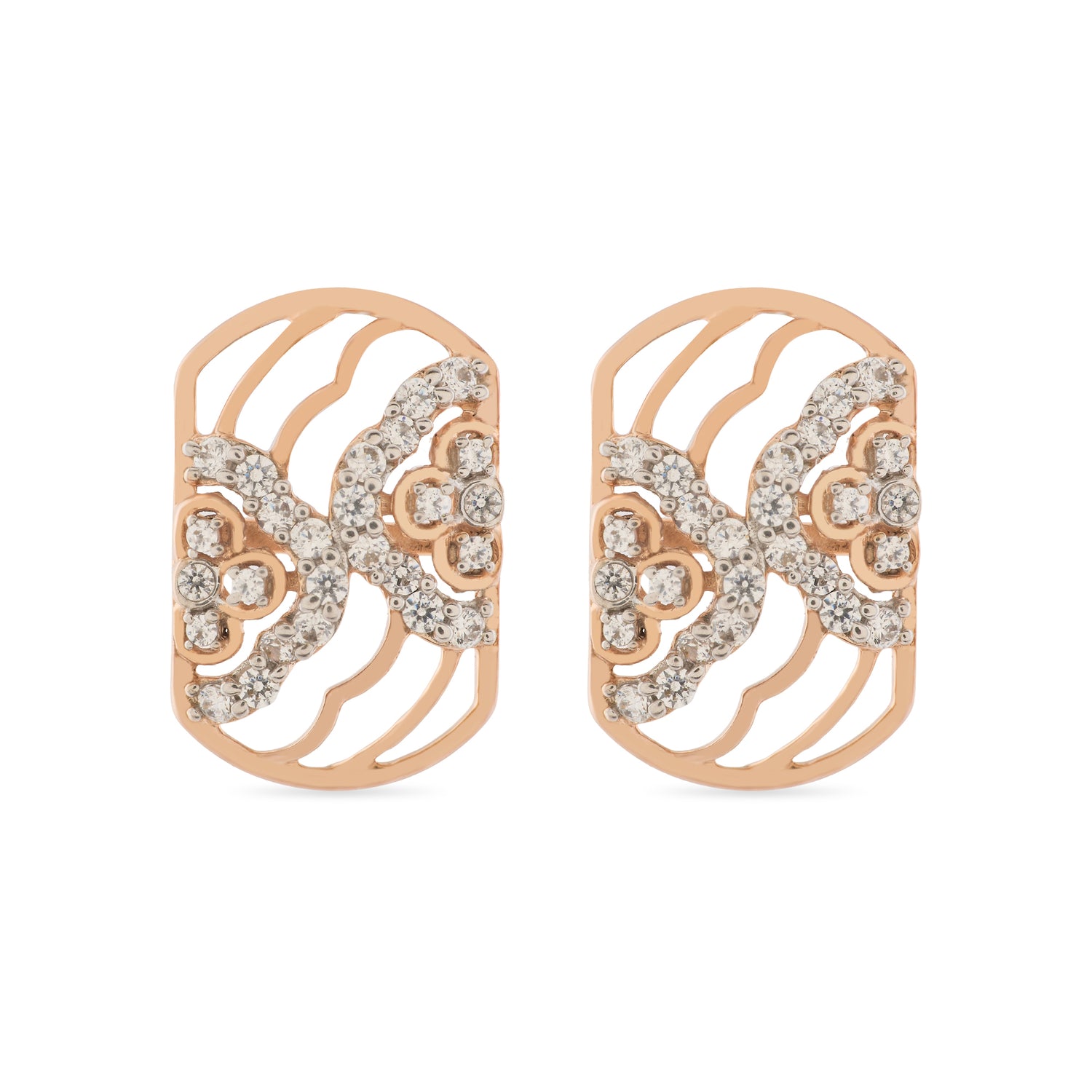 Graceful Openwork Stud Earrings with Flowing Vintage Charm