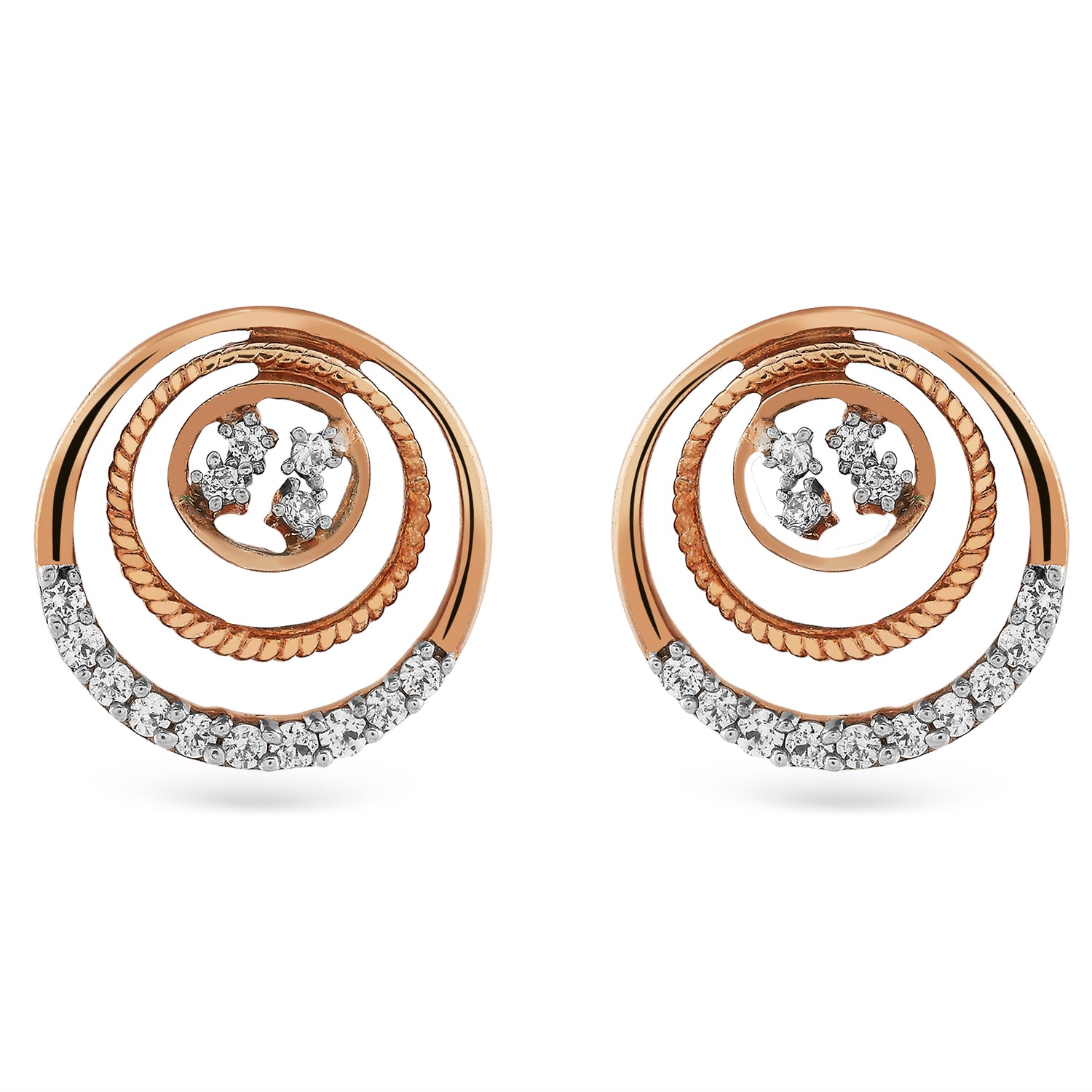 Graceful Triple Circle Stud Earrings Featuring Radiant Accents And Texture