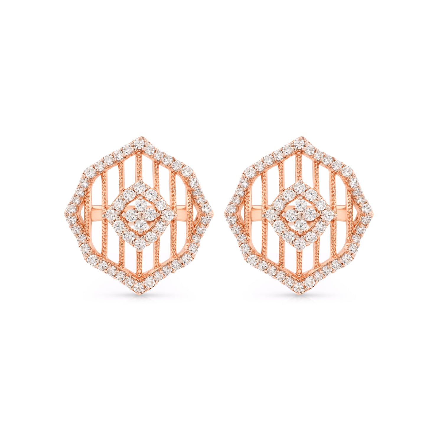 Geometric Halo Stud Earrings with Architectural Elegance