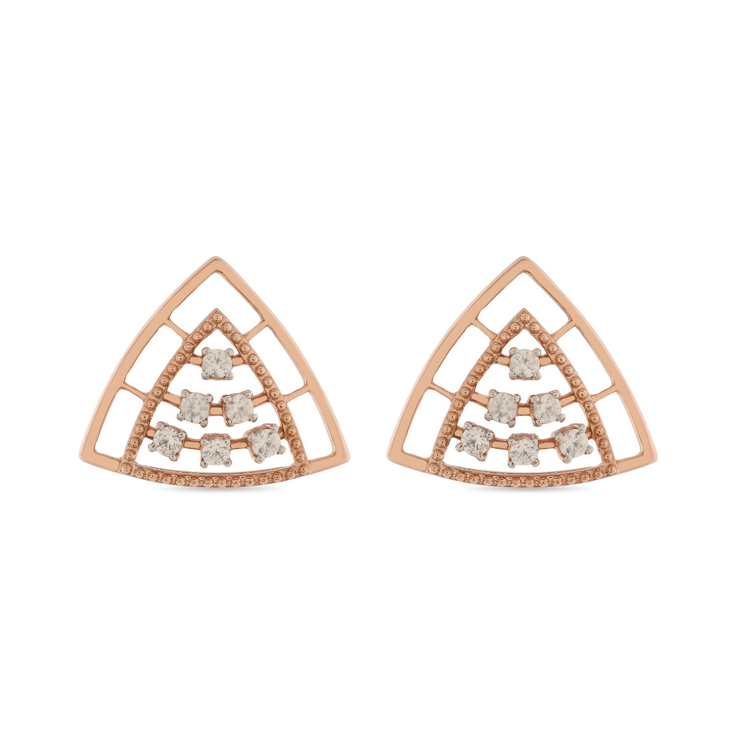 Radiant Prism Stud Earrings with Layered Triangle Artistry