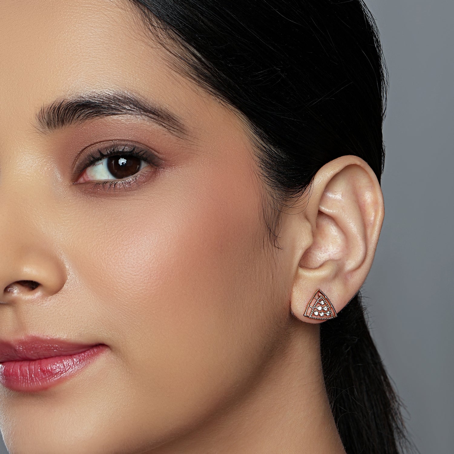 Radiant Prism Stud Earrings with Layered Triangle Artistry