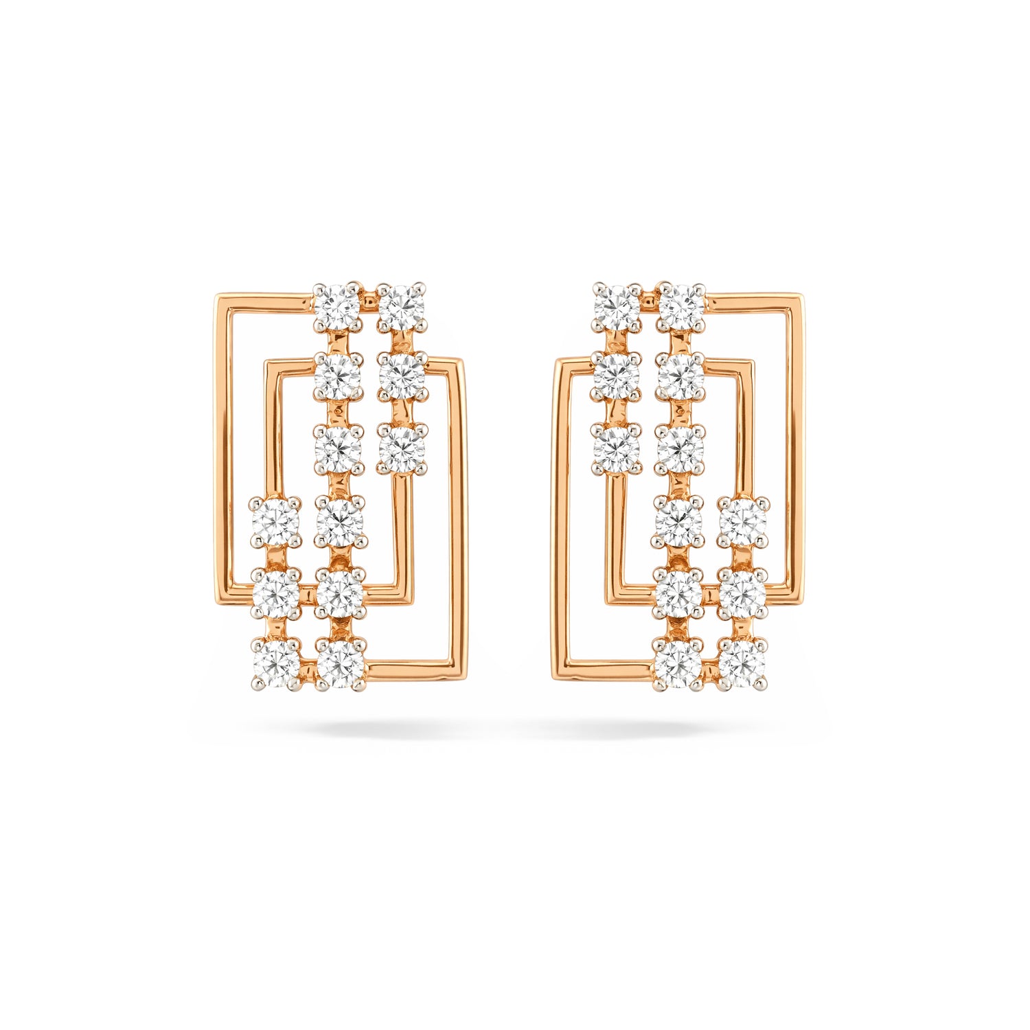 Modern Rectangular Stud Earrings with Layered Geometric Elegance