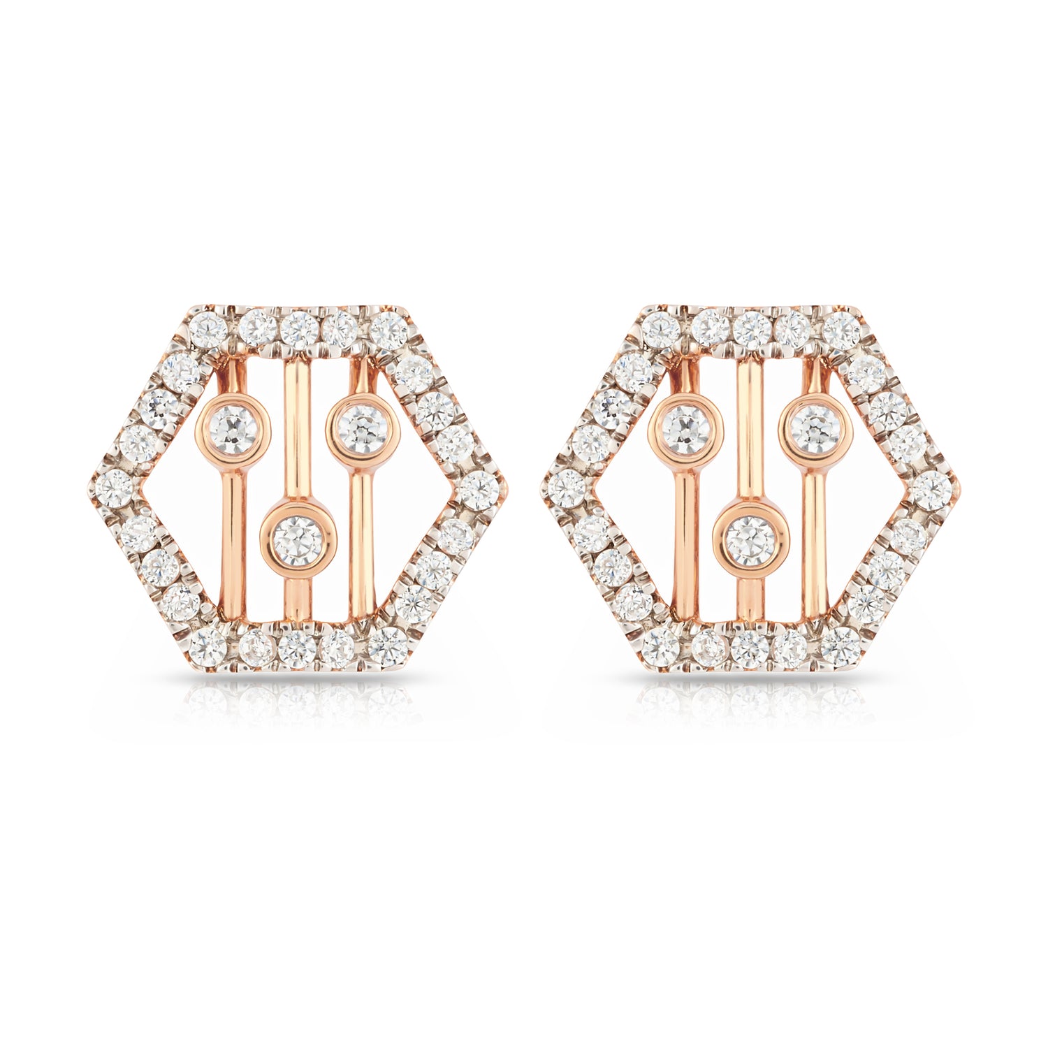Radiant Hexagonal Geometric Stud Earrings For Timeless And Modern Elegance
