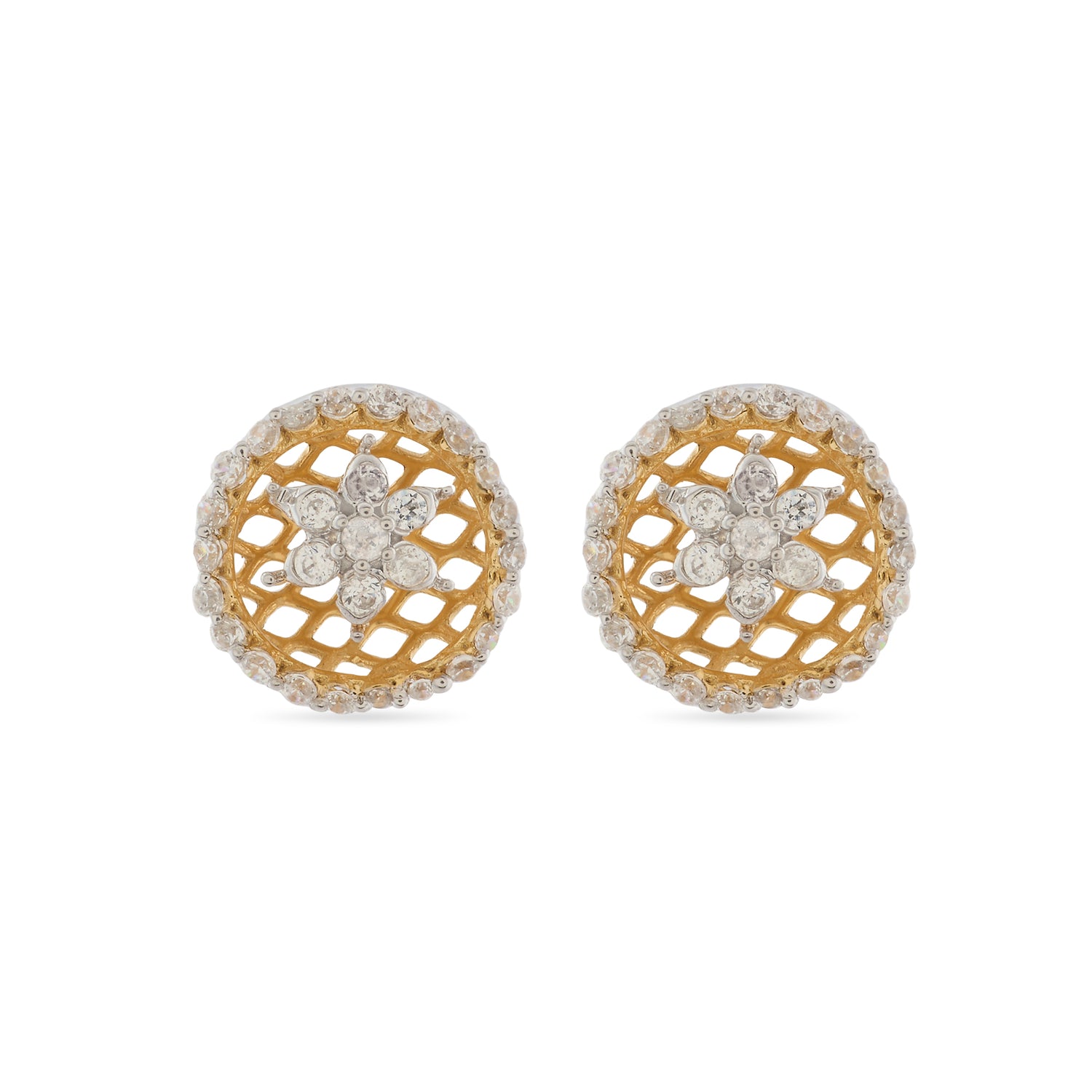 Radiant Lattice Bloom Circular Stud Earrings for Festive Grace