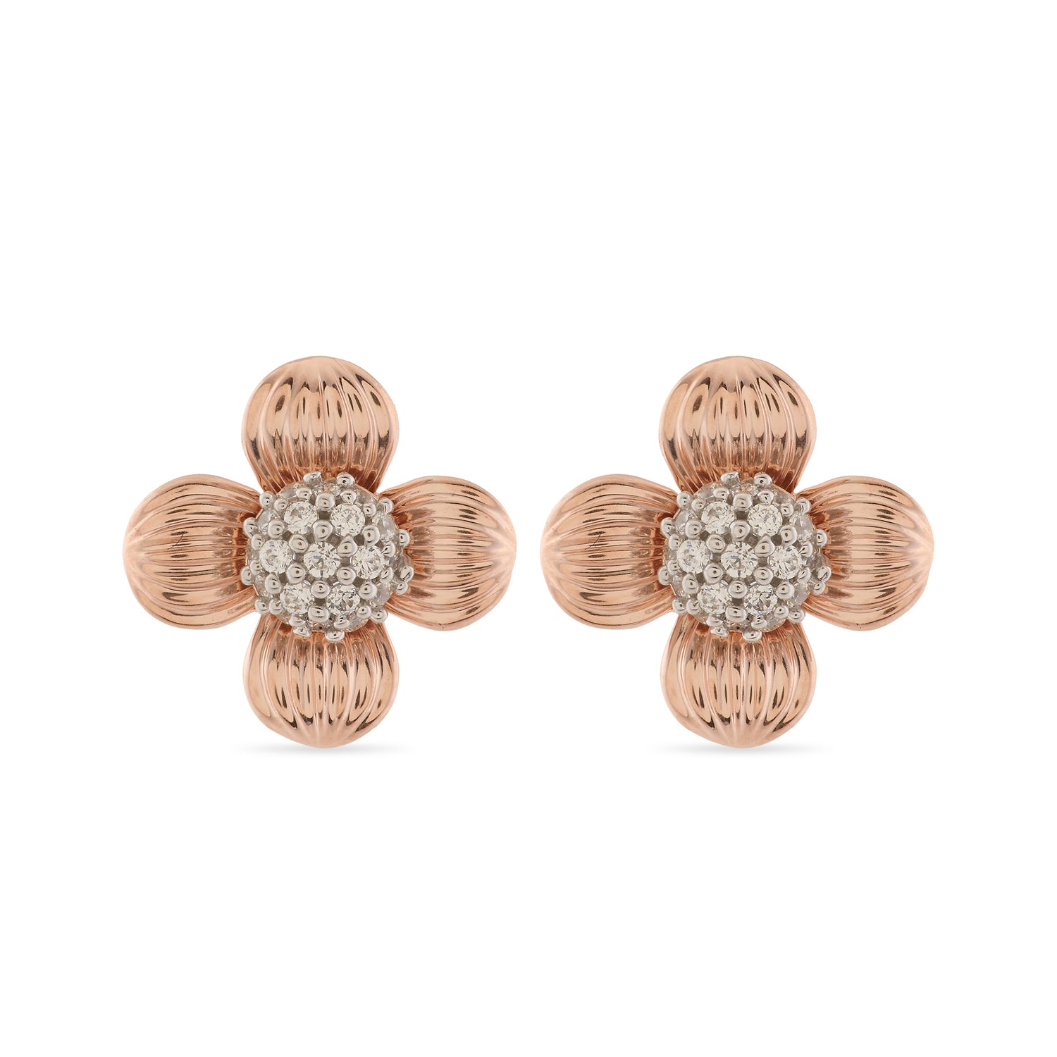 Petaled Radiance Floral Stud Earrings with Sculpted Grace