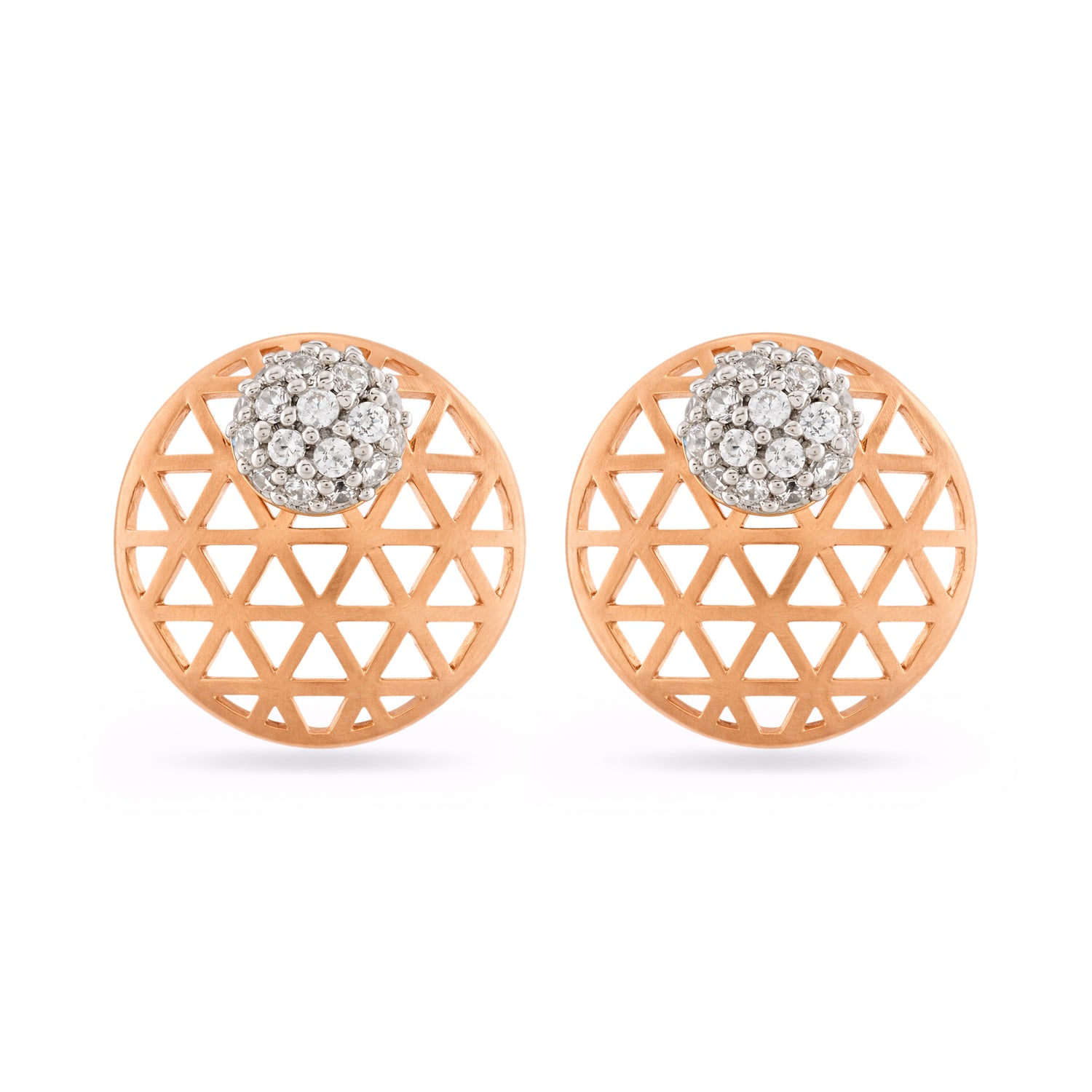 Geometric Lattice Glow Circular Stud Earrings of Elegance