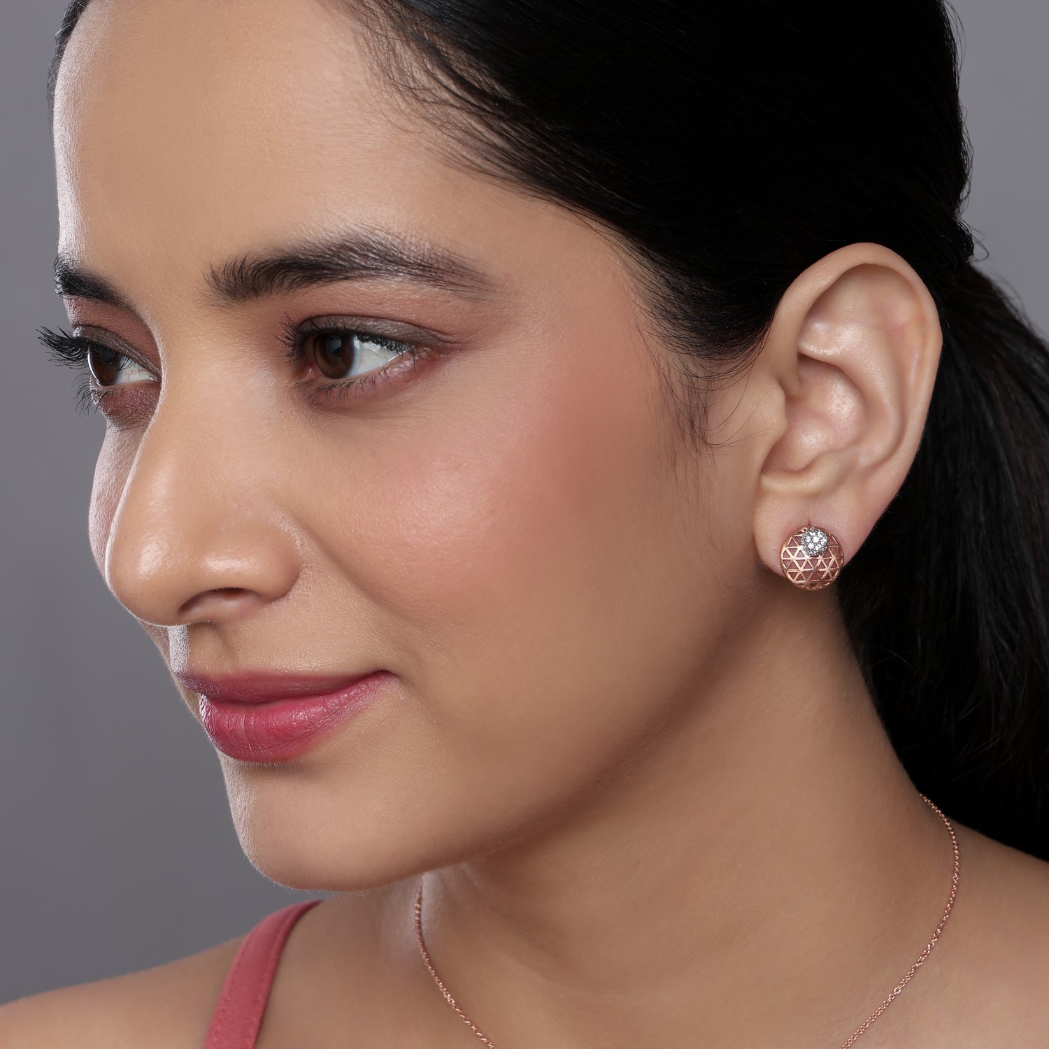 Geometric Lattice Glow Circular Stud Earrings of Elegance