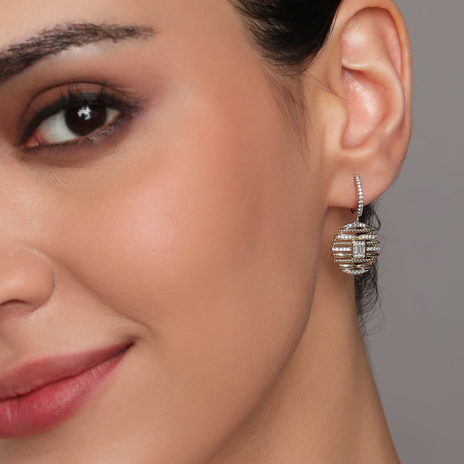 Luminous Oval Drop Earrings with Layered Openwork Grace