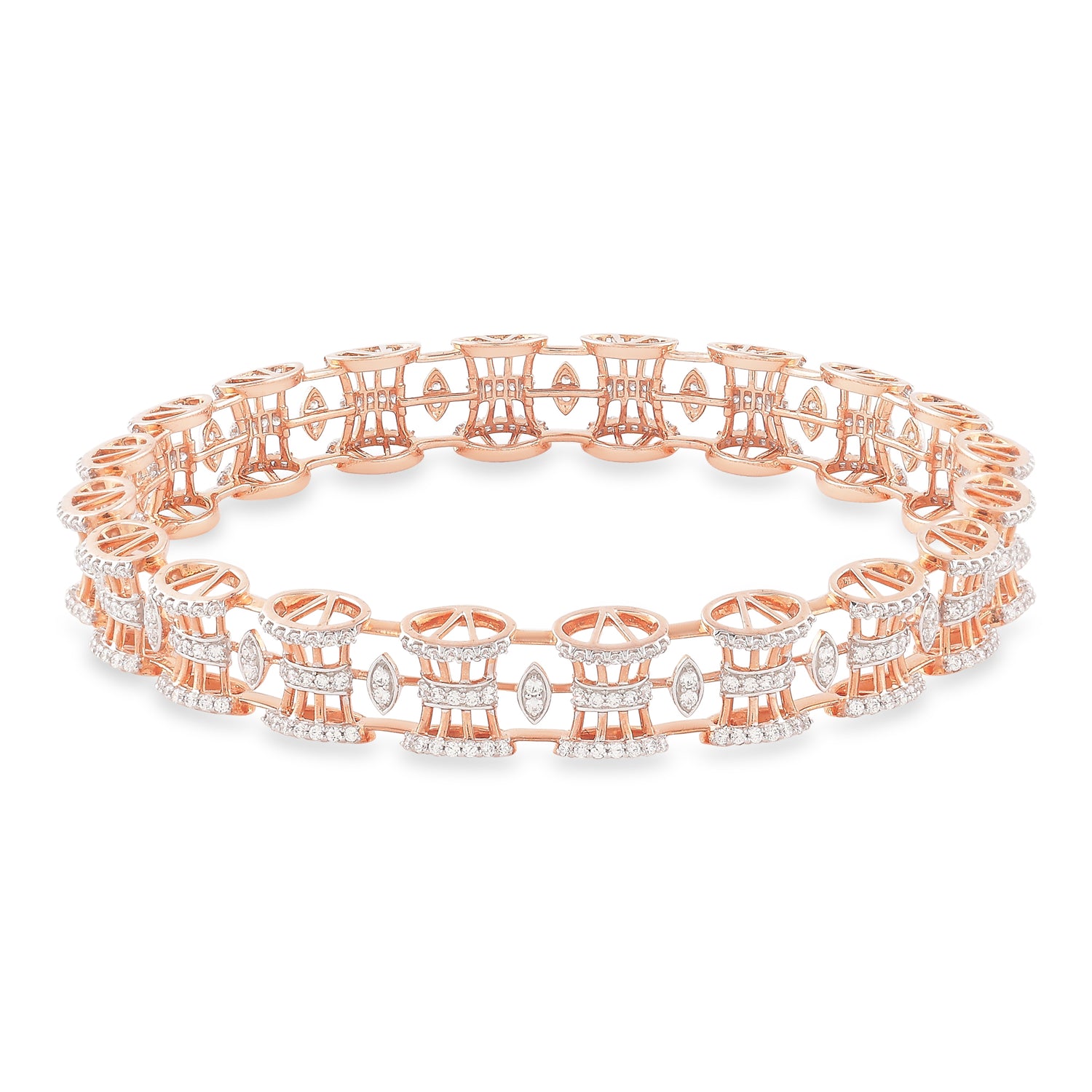 Exquisite Circular Motif Bangle with Radiant Stone Detailing