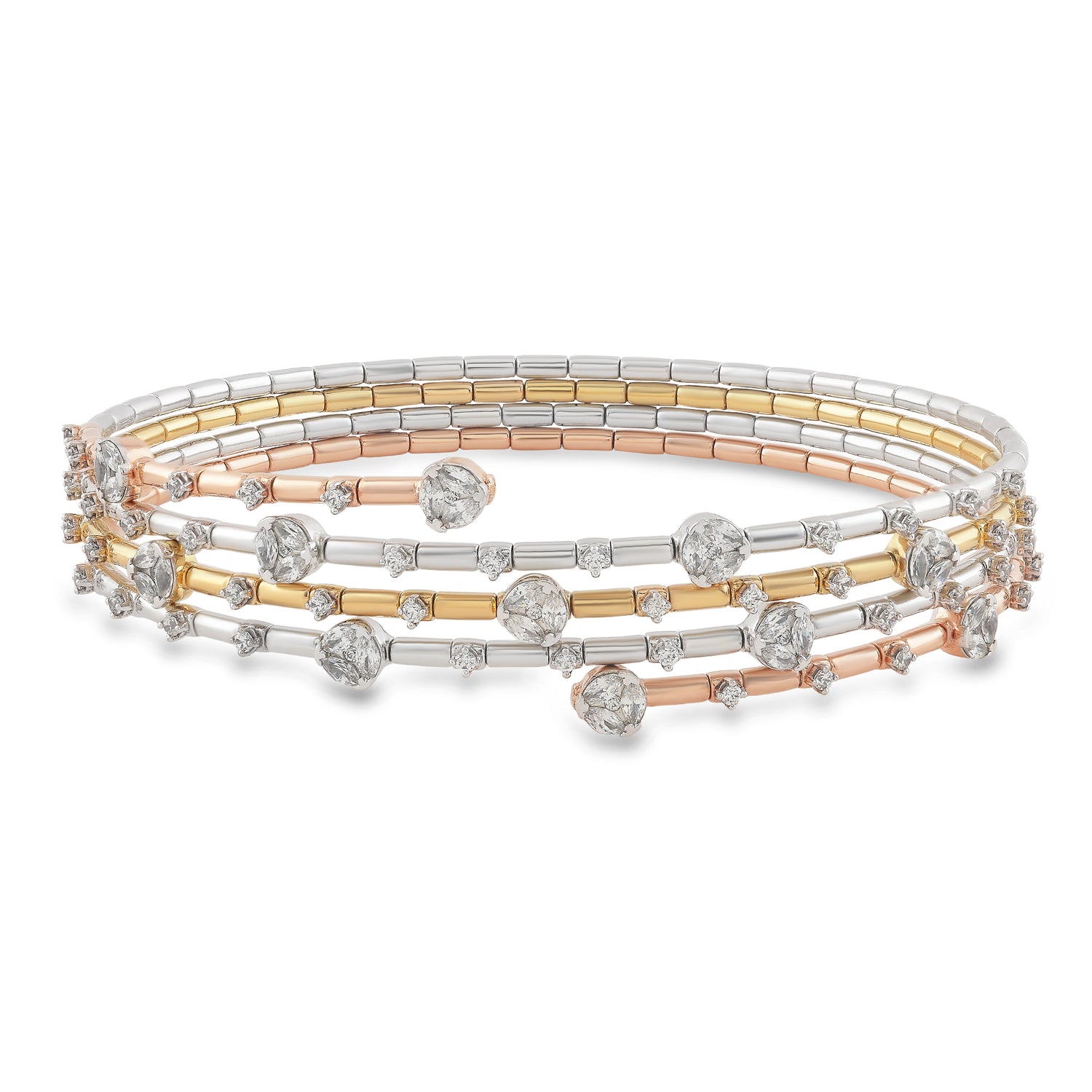 Elegant Textured Bangle Set with Delicate Stone Detailing