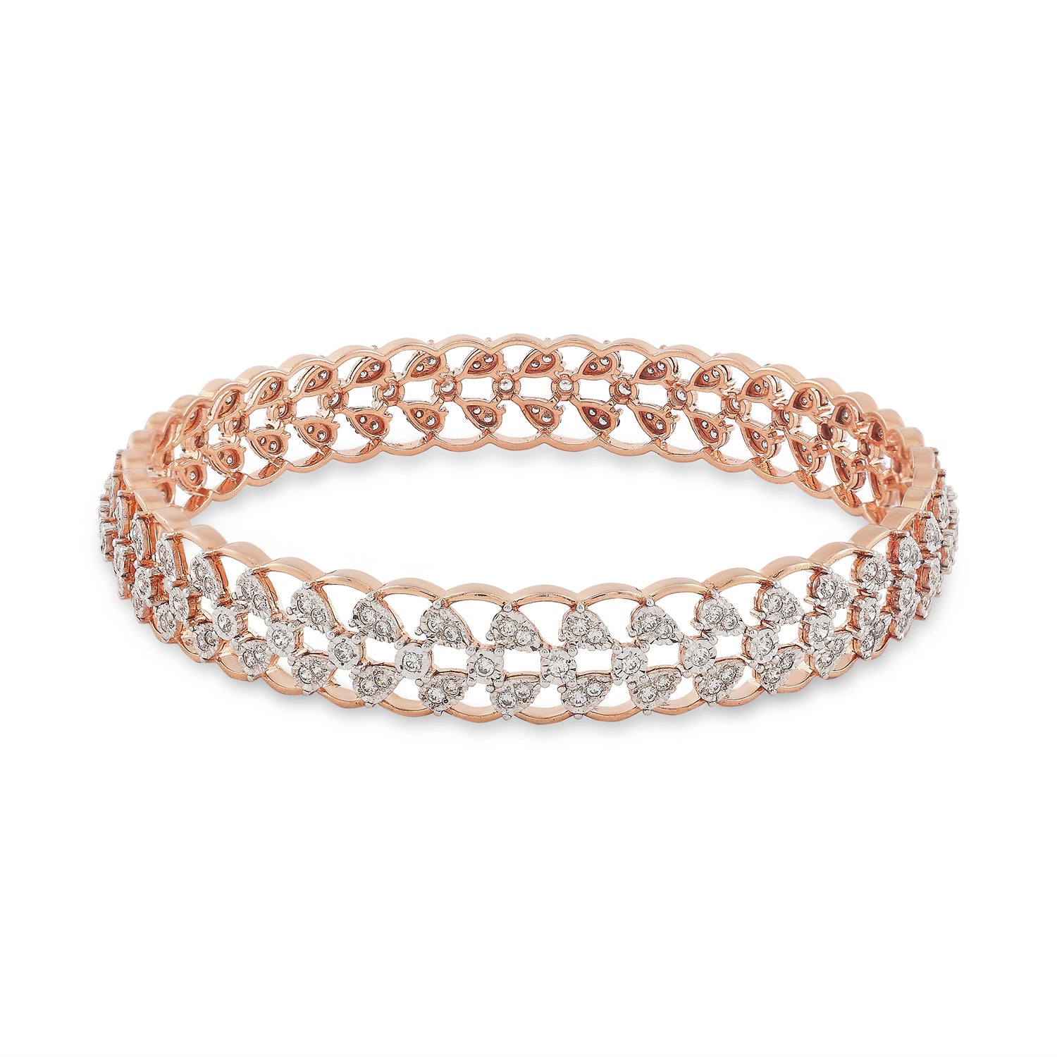 Intricate Interwoven Mesh Bangle with Sparkling Stone Detailing