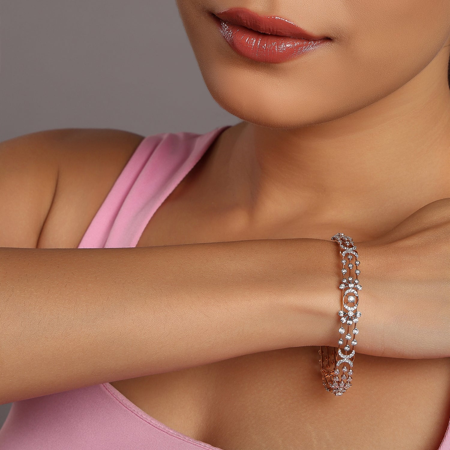 Delicate Heritage Bangle With Floral Filigree Artistry