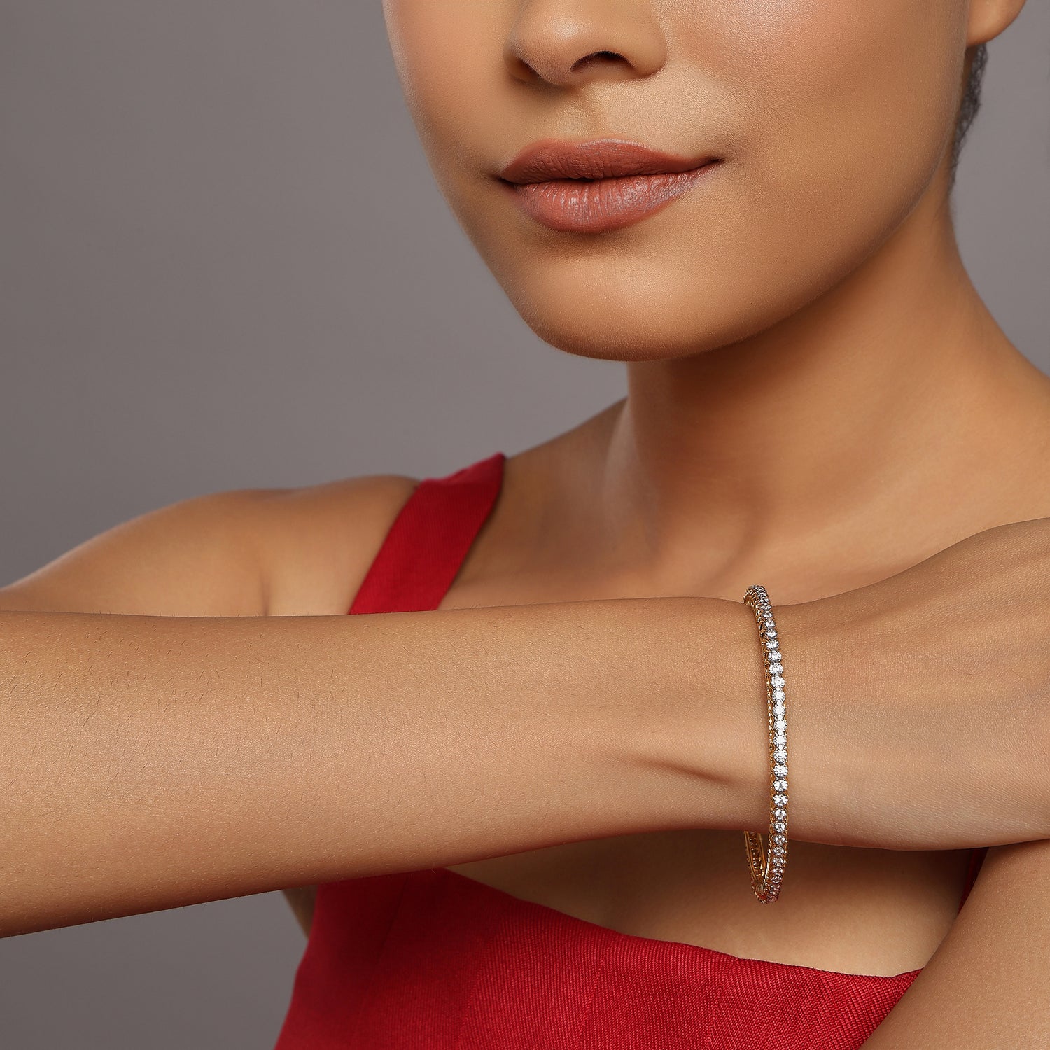 Classic Eternity Bangle With Refined Lattice Detailing