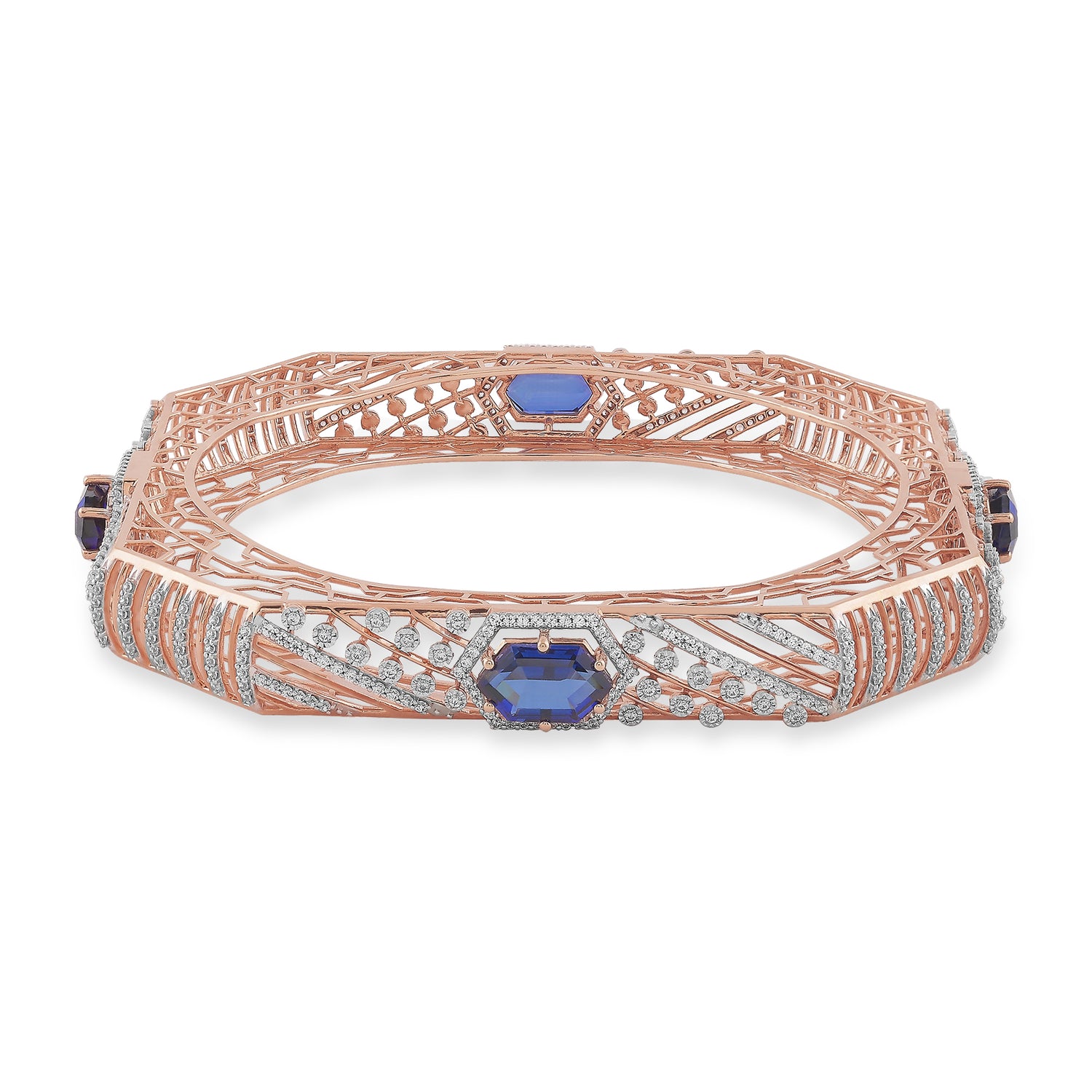 Royal Octagon Bangle With Intricate Lattice Craftsmanship