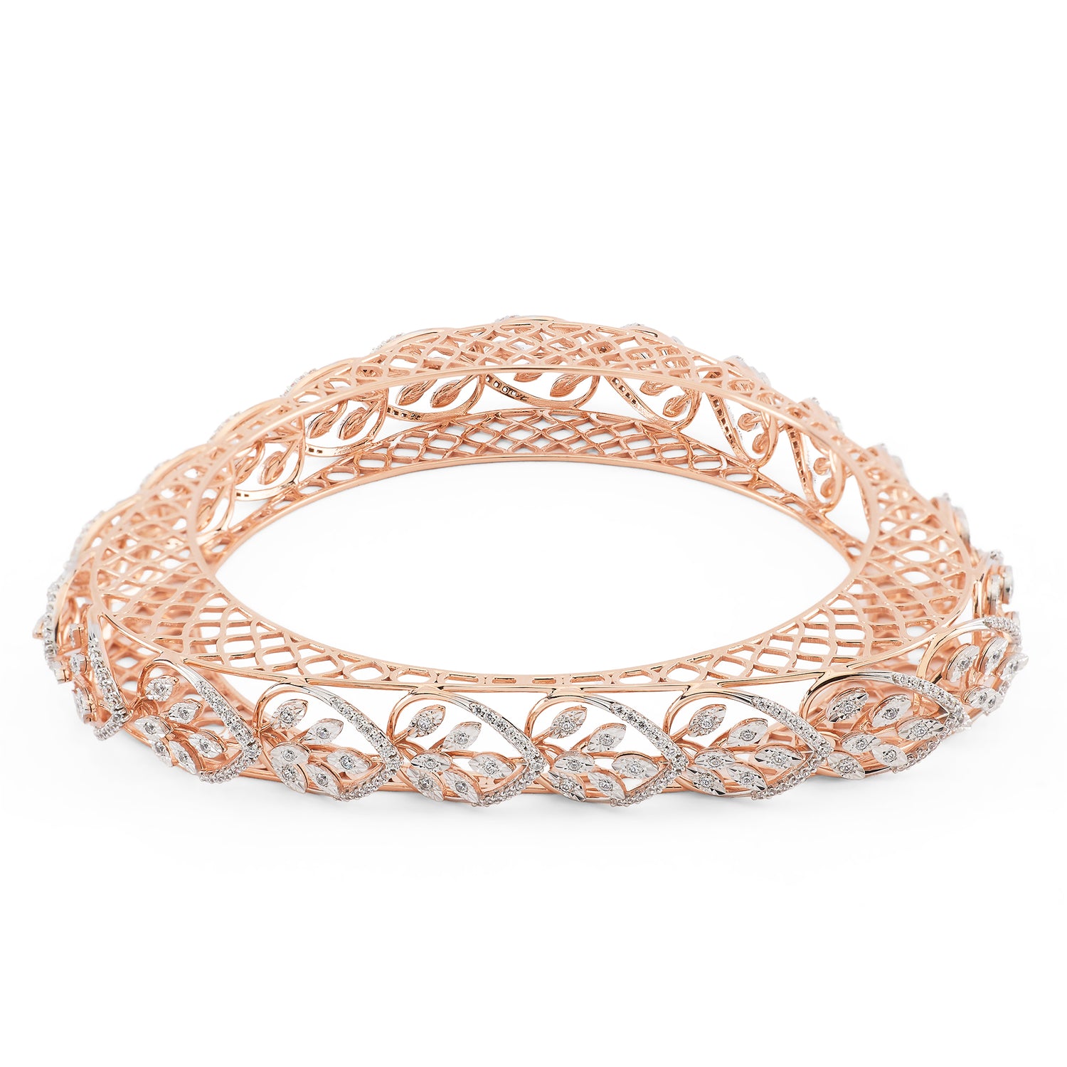 Heritage Triangle Bangle With Leaf Motif Filigree Design