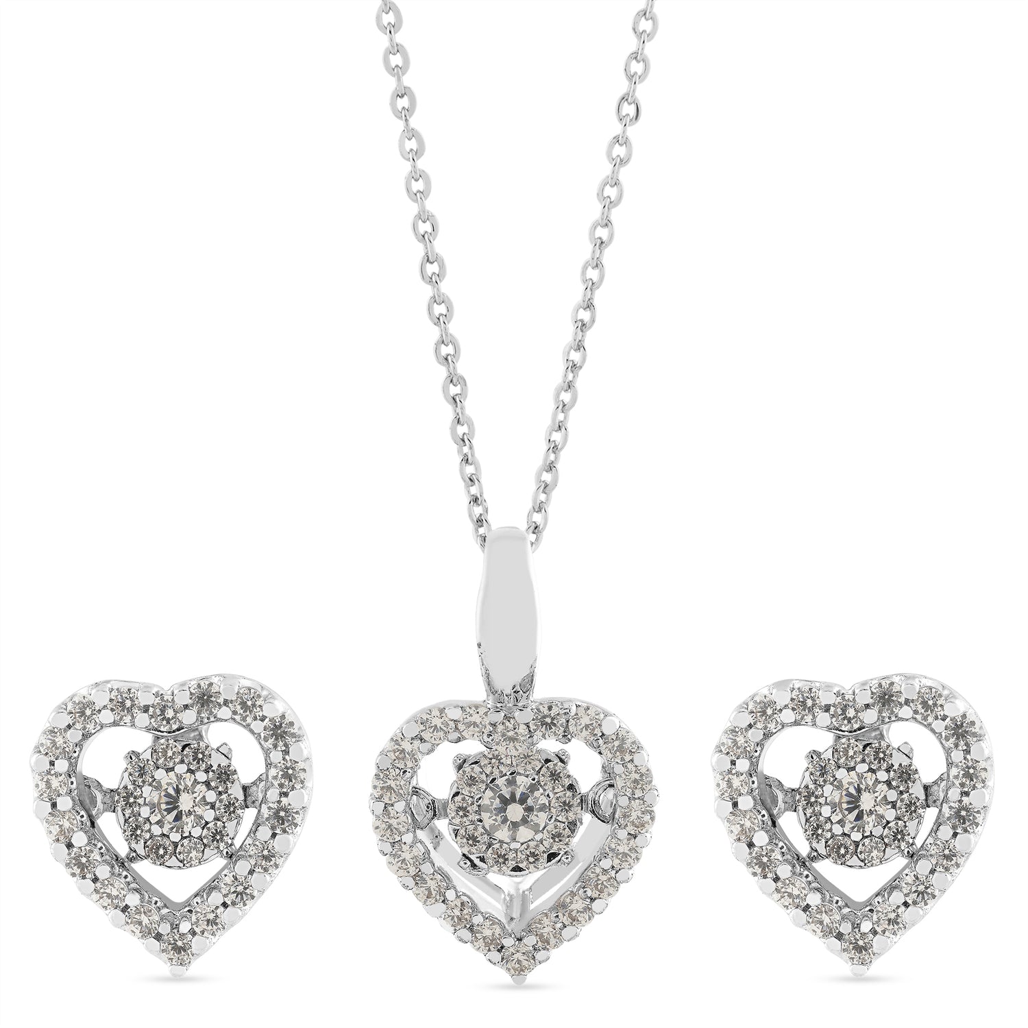 Elegant Eternal Heart Pendant And Matching Stud Earrings Set