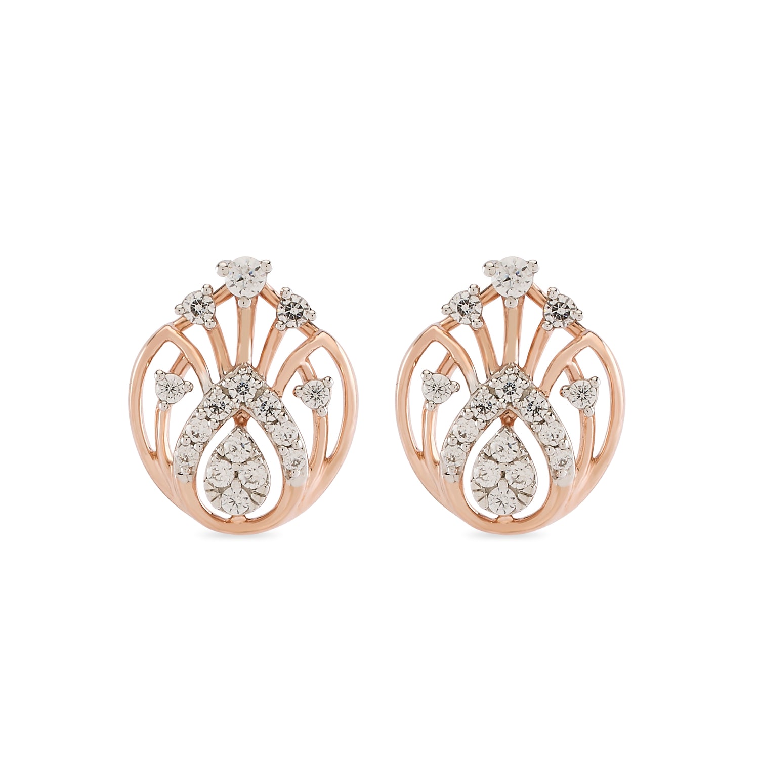 Teardrop Floral Stud Earrings with Open Frame Design