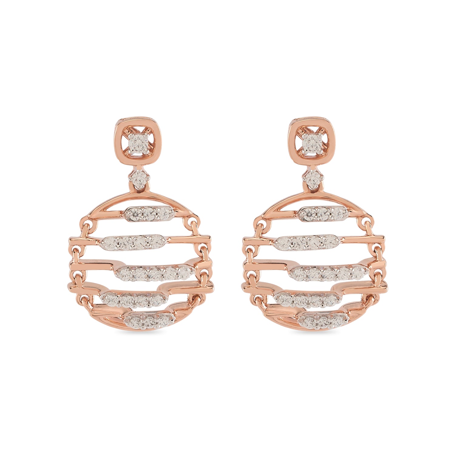 Radiant Round Ladder-Design Drop Earrings with Modern Elegance