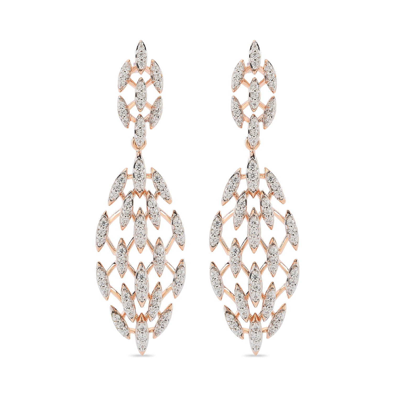 Marquise Pattern Drop Earrings with Intricate Detailing