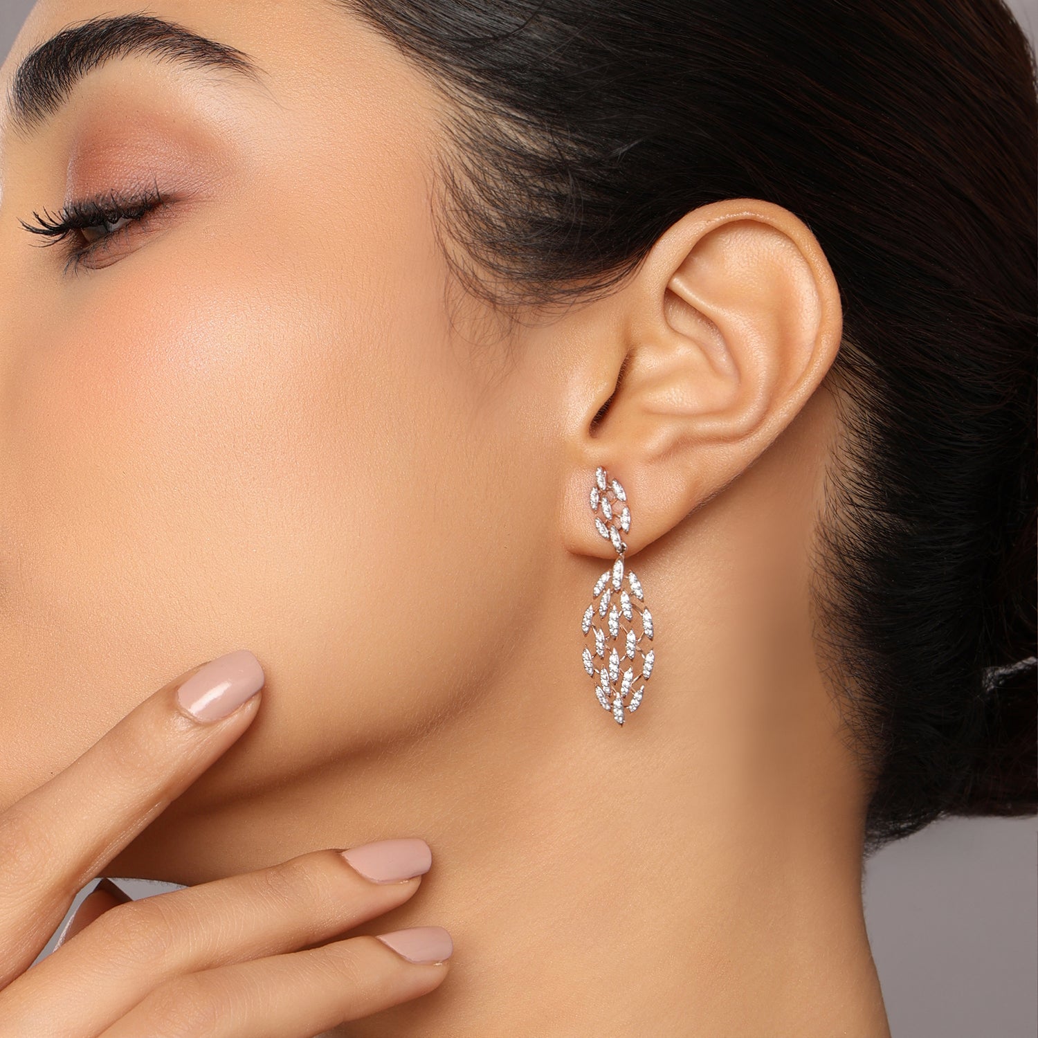 Marquise Pattern Drop Earrings with Intricate Detailing