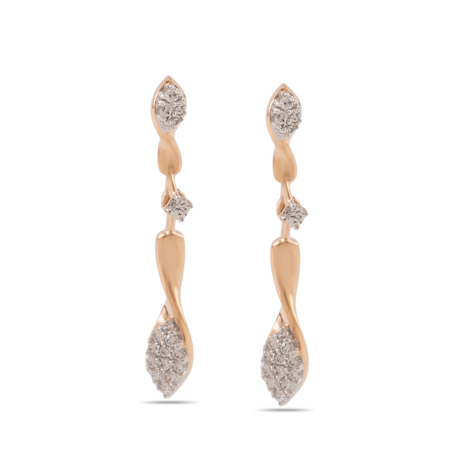 Elegant Twist Drop Earrings with Leaf Motif