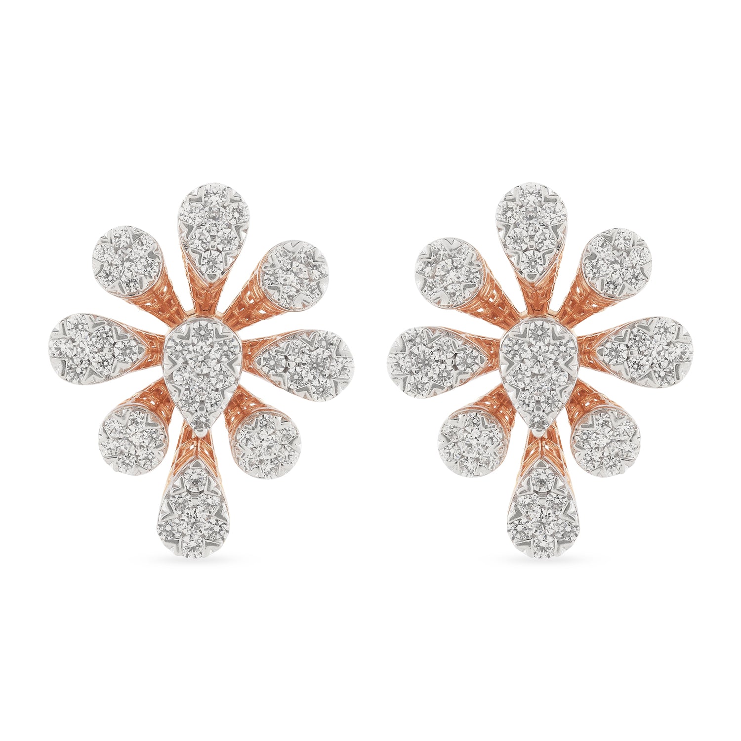 Dazzling Floral Burst Earrings with Teardrop Center Detailing