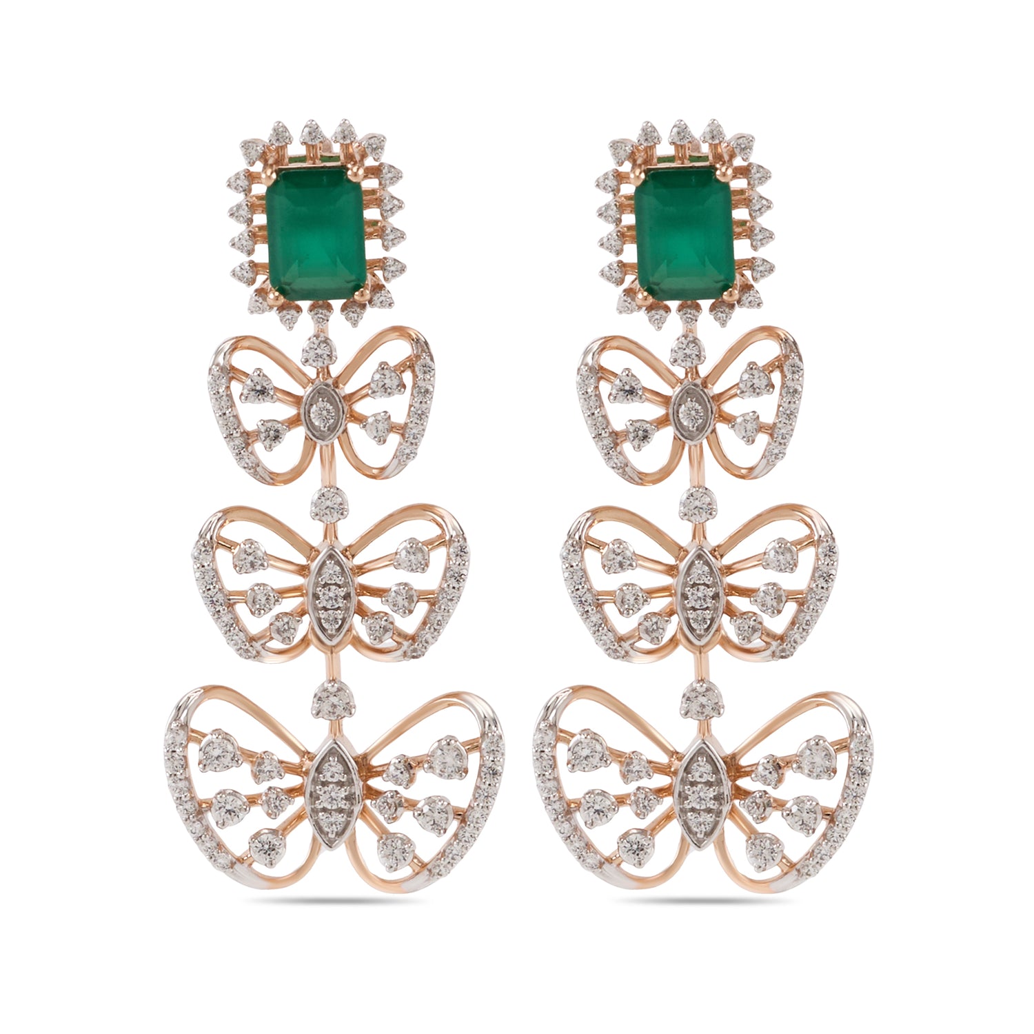 Butterfly Drop Earrings with Layered Detailing