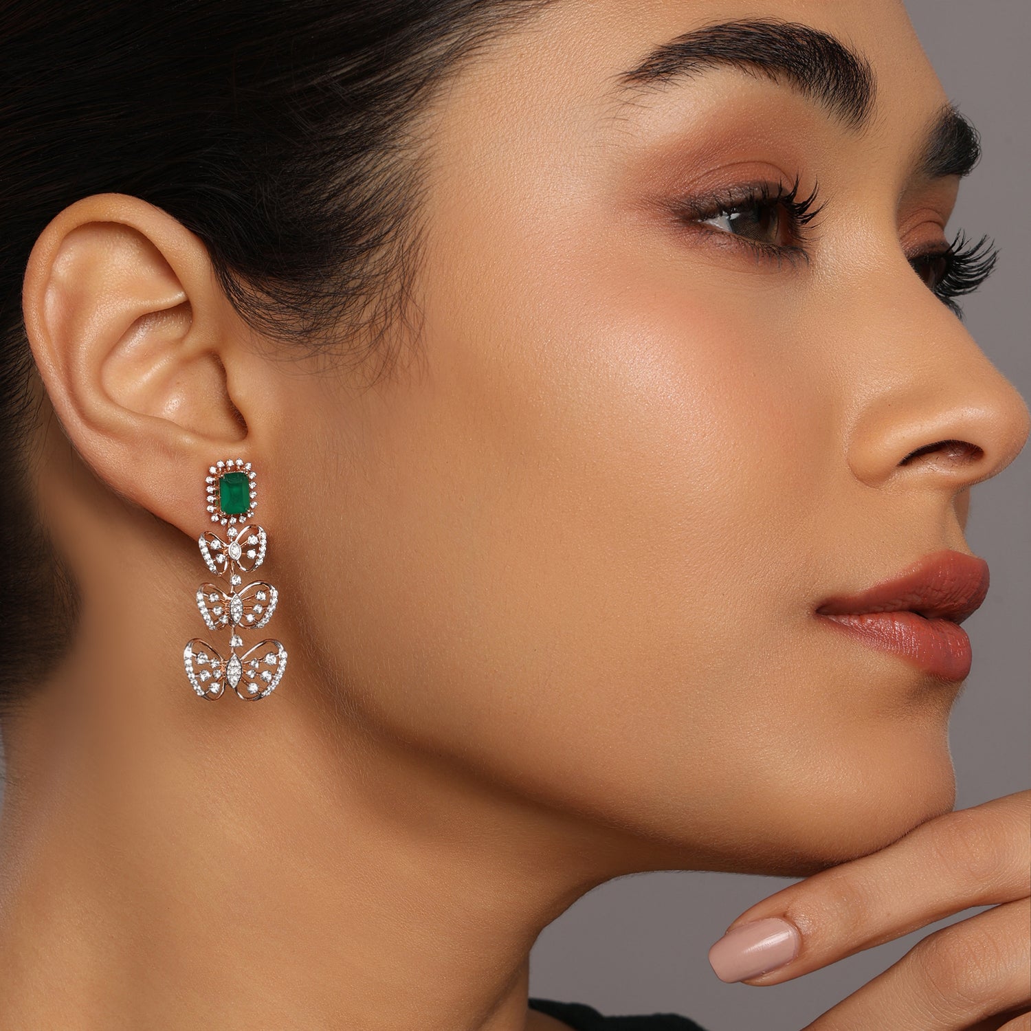Butterfly Drop Earrings with Layered Detailing