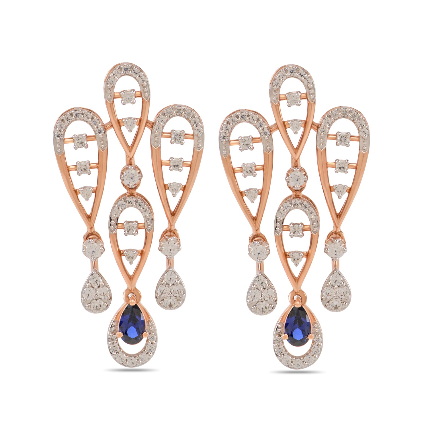 Art Deco Drop Earrings with Layered Teardrop Motifs