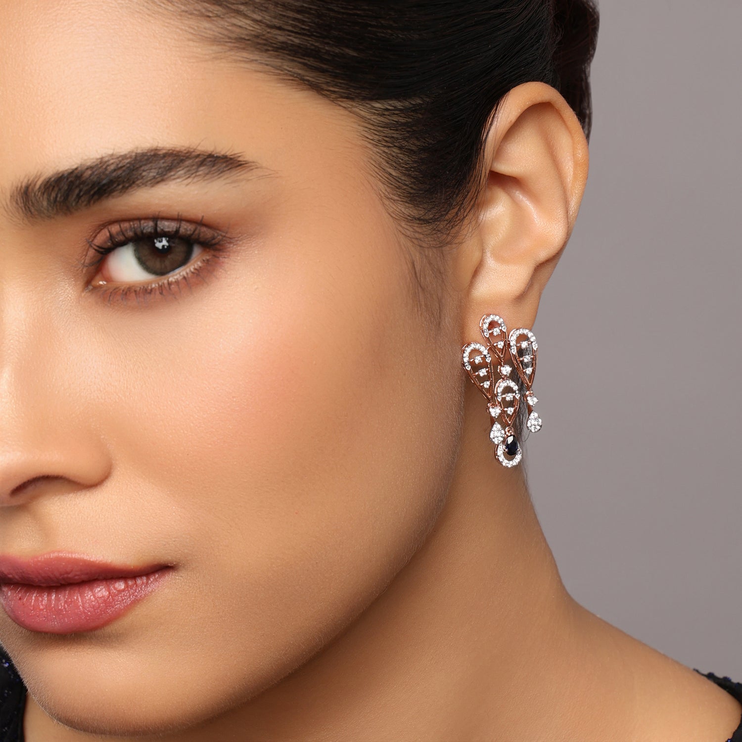 Art Deco Drop Earrings with Layered Teardrop Motifs