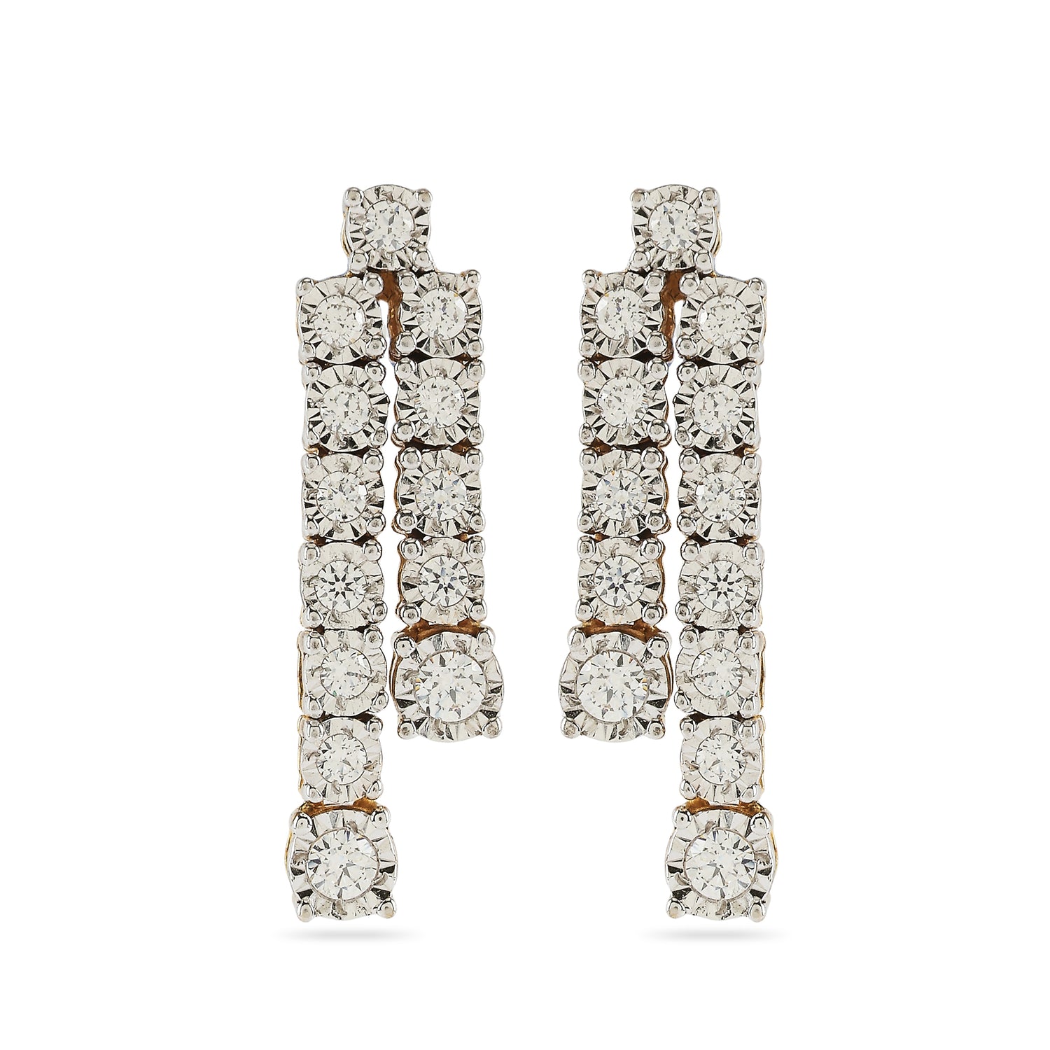 Linear Drop Earrings with Clustered Detailing