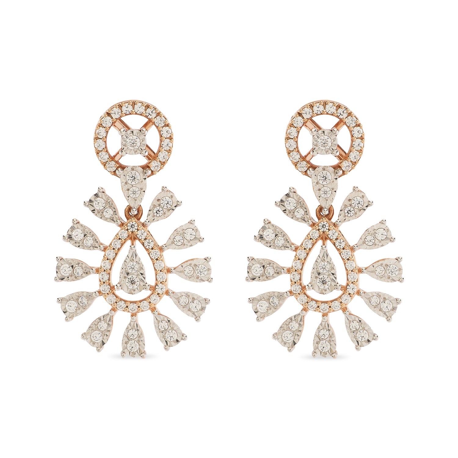 Radiant Teardrop Dangle Earrings with Geometric Detailing