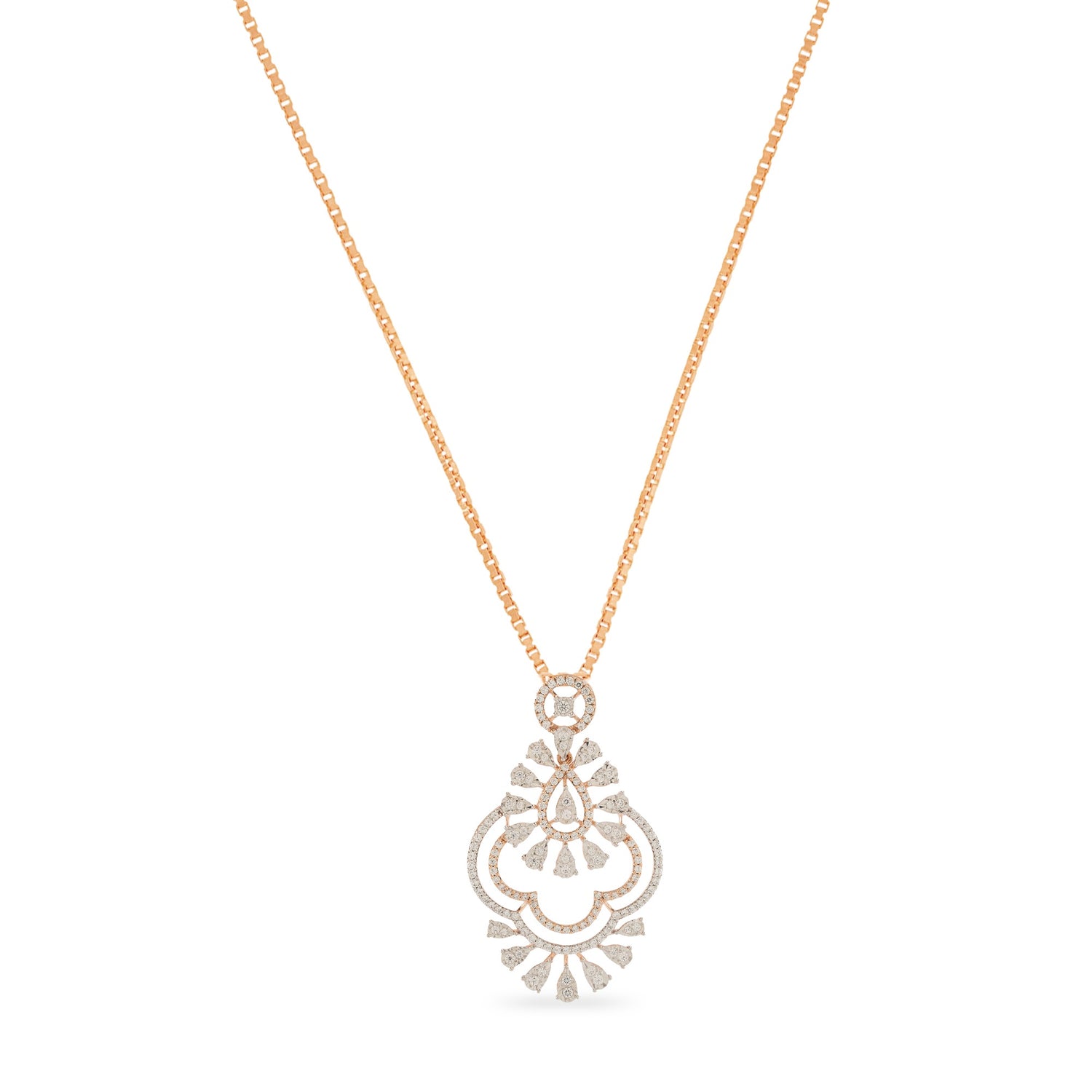 Luxurious Geometric Floral Pendant with Diamond Detailing