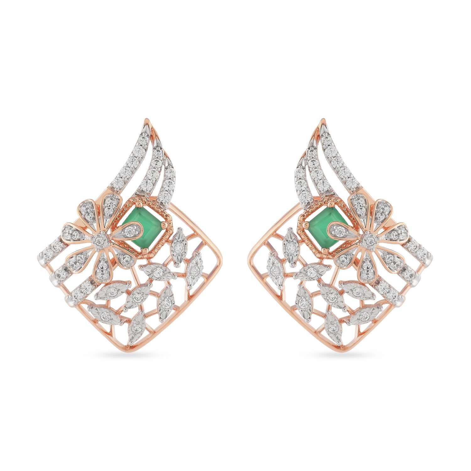 Regal Geometric Wing Motif Earrings