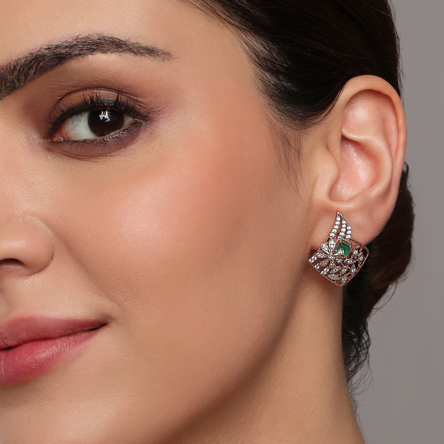 Regal Geometric Wing Motif Earrings