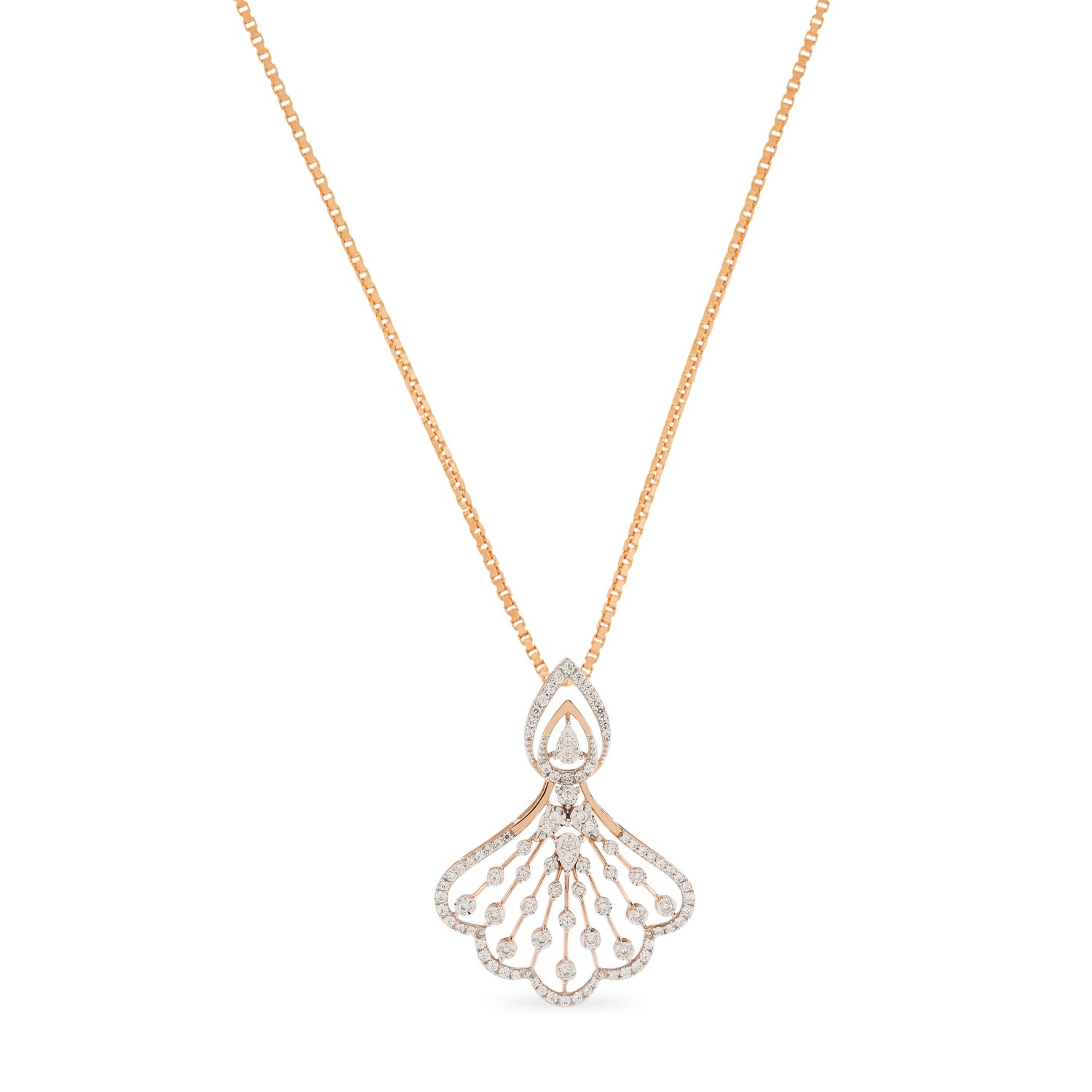 Majestic Teardrop Fan Motif Pendant for Timeless Sophistication