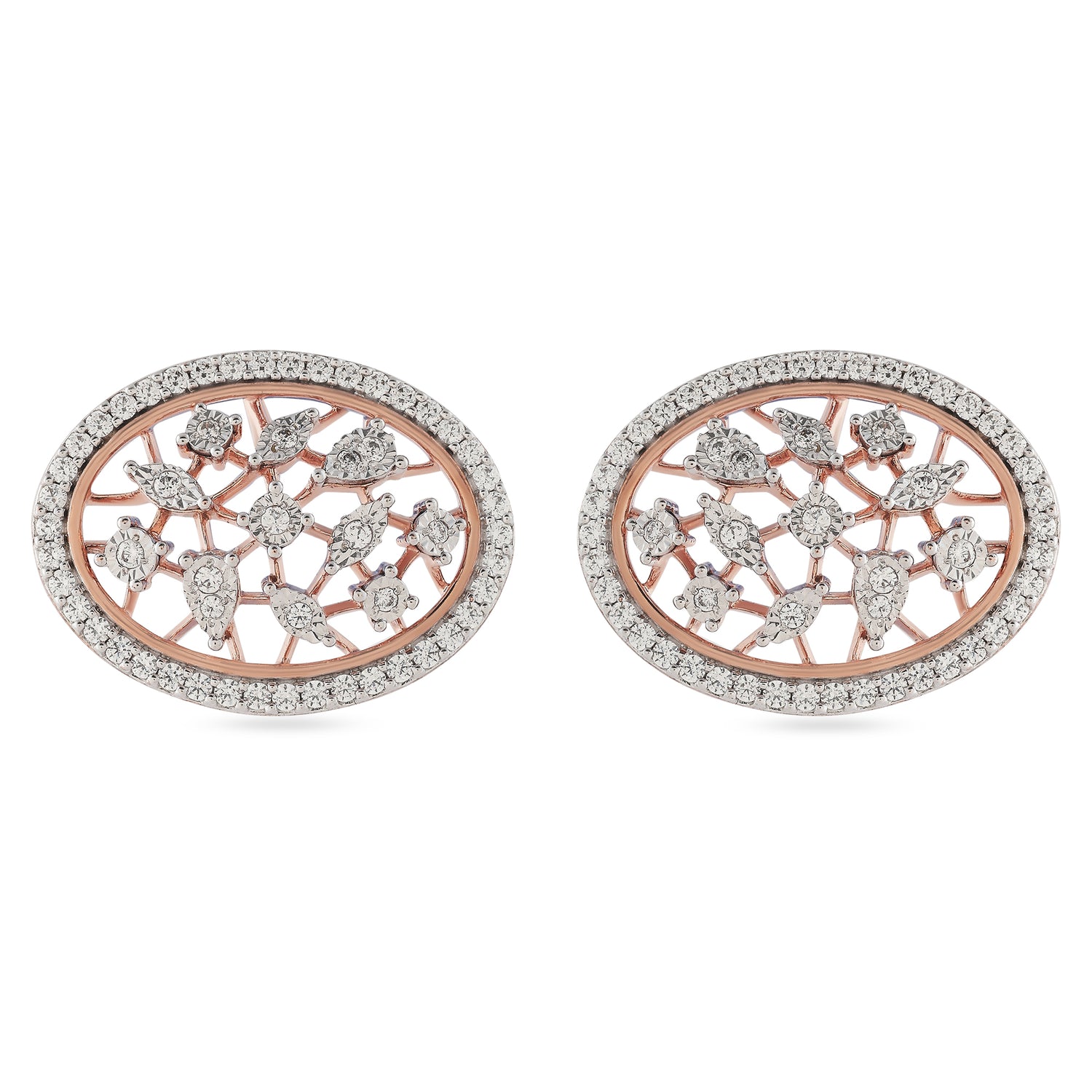 Radiant Oval Lattice Cluster Earrings for Elegant Evenings