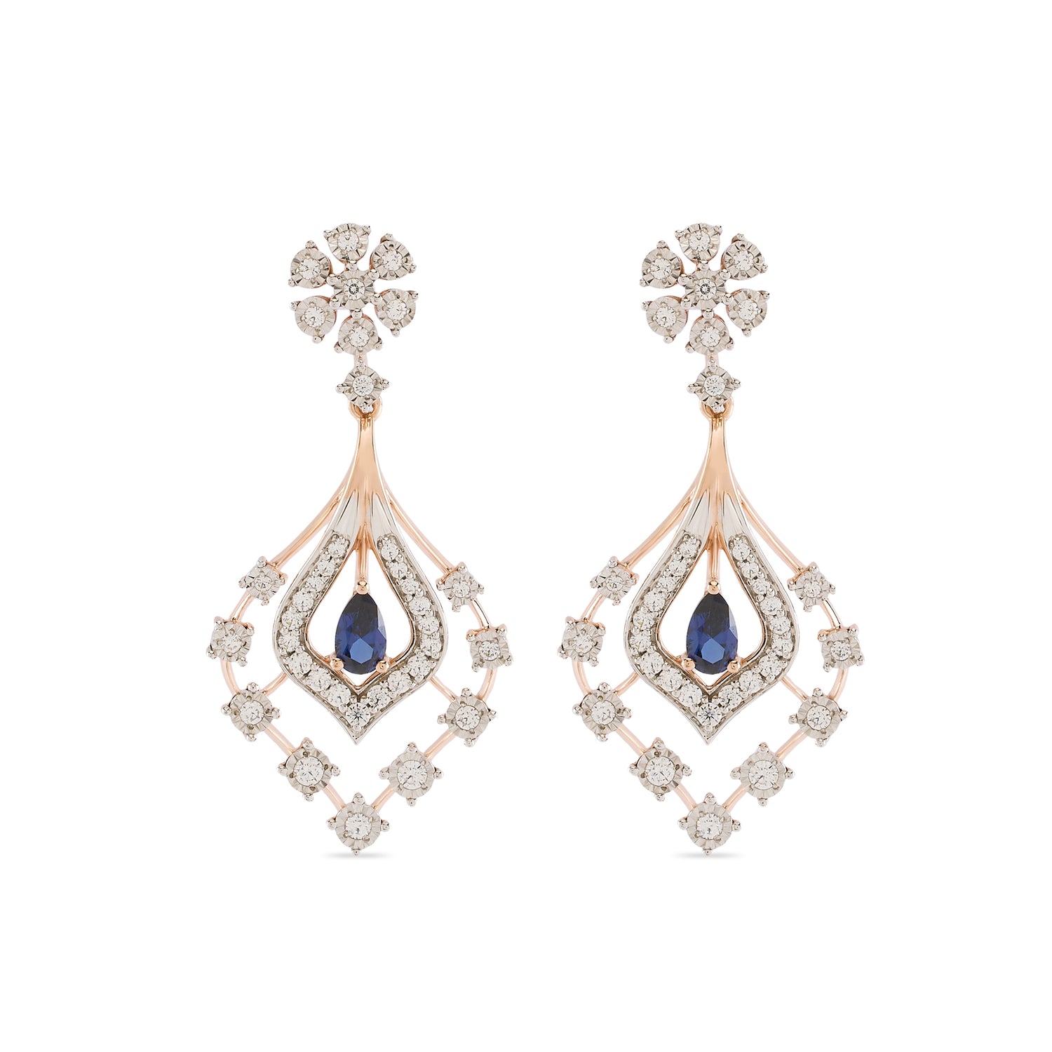 Regal Teardrop Dangle Earrings with Floral Accent